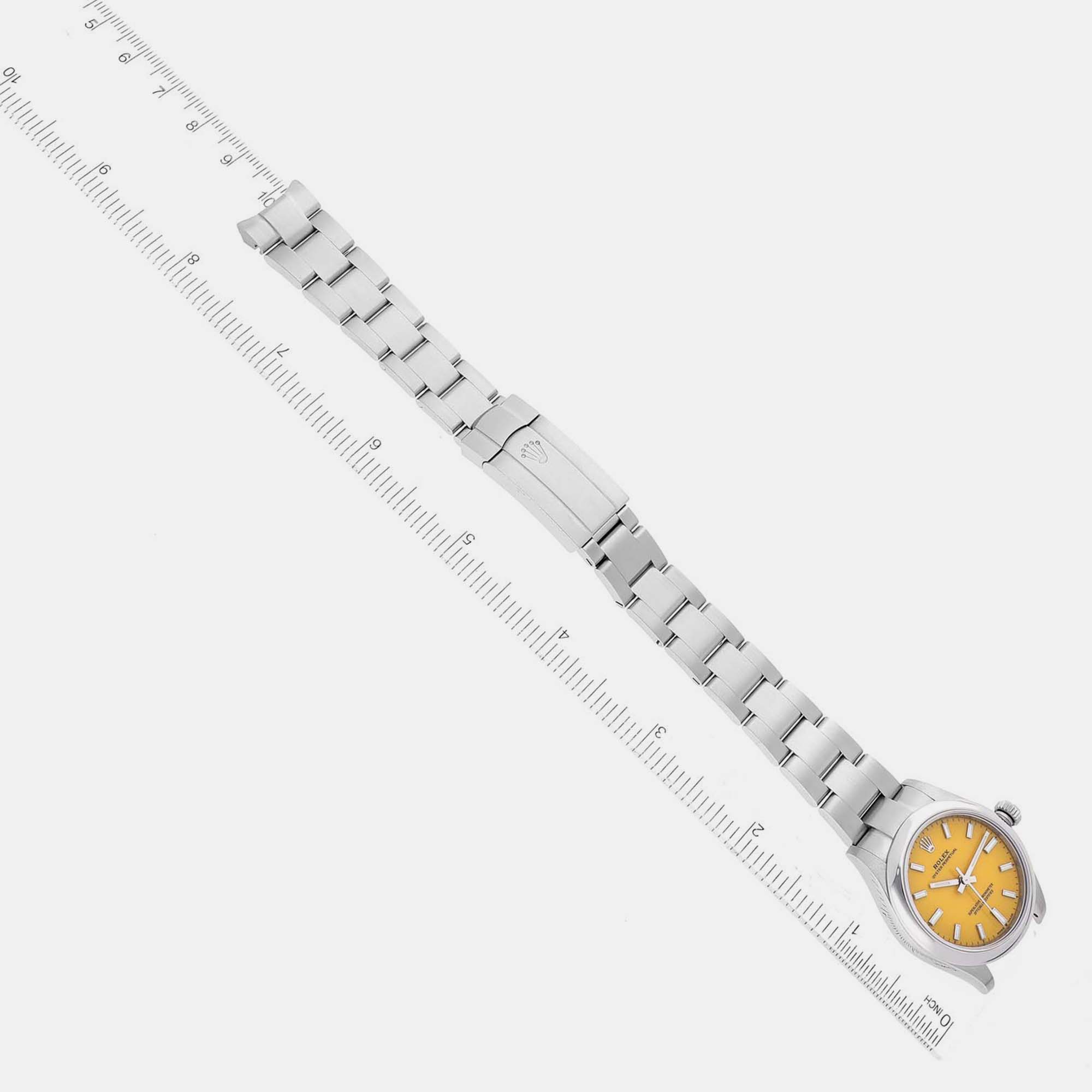 Rolex Oyster Perpetual Midsize Yellow Dial Steel Ladies Watch 277200 31 Mm