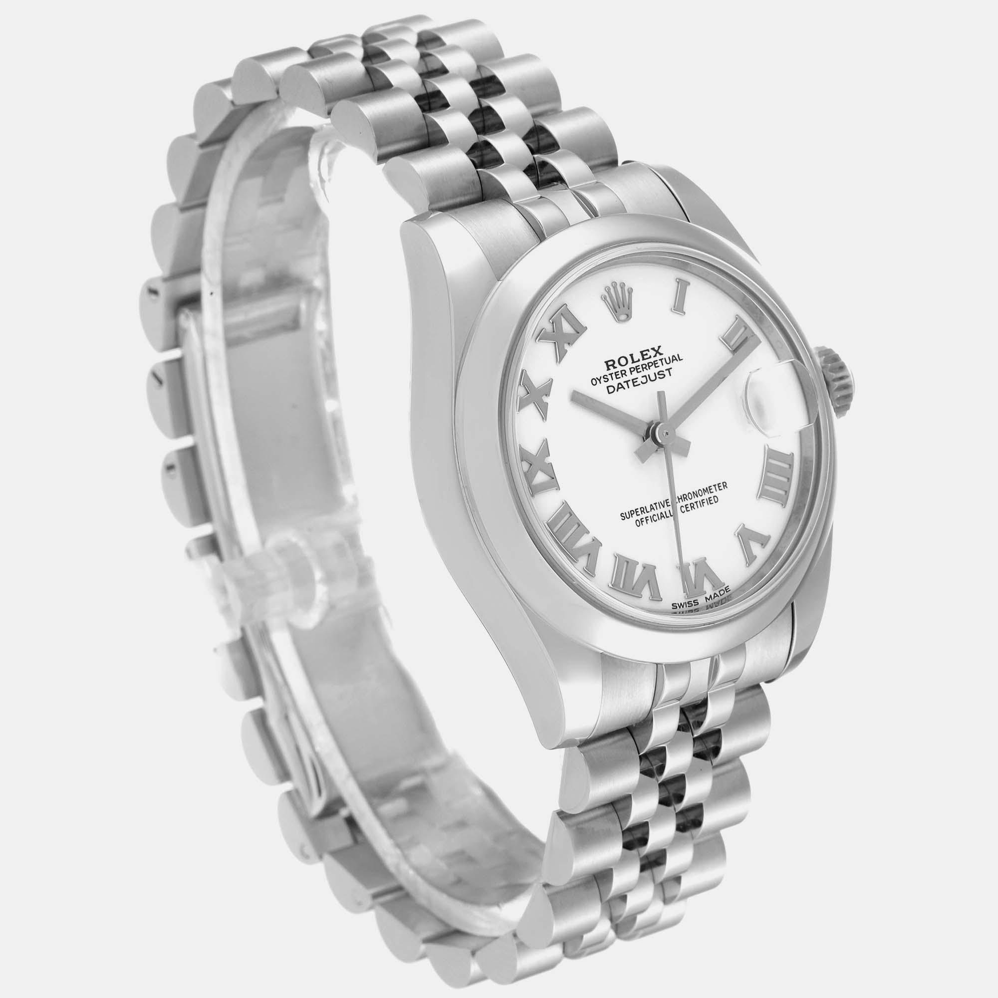 Rolex Datejust Midsize Steel White Roman Dial Ladies Watch 178240 31 Mm