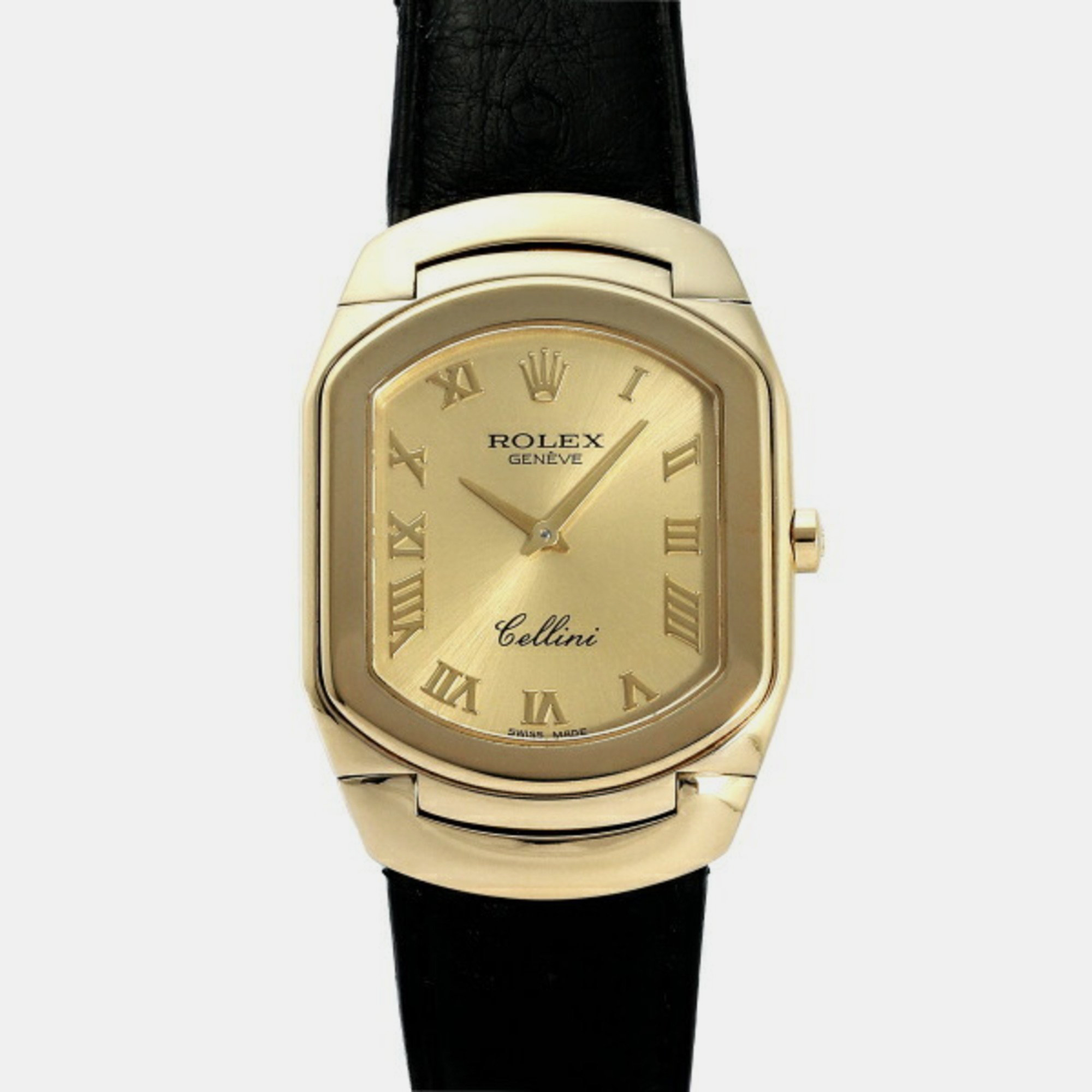 Rolex Champagne 18k Yellow Gold Cellini 6633/8 Quartz Women's Wristwatch 30 Mm