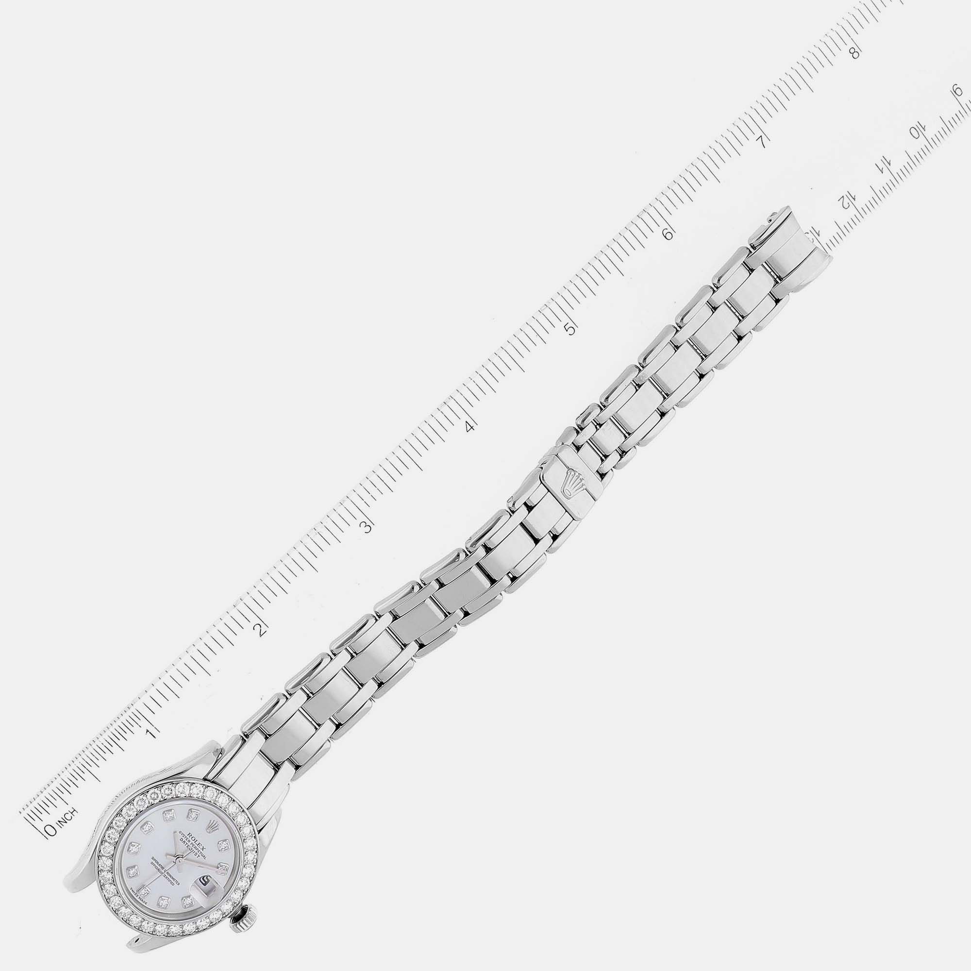 Rolex Pearlmaster White Gold Mother Of Pearl Diamond Ladies Watch 69299
