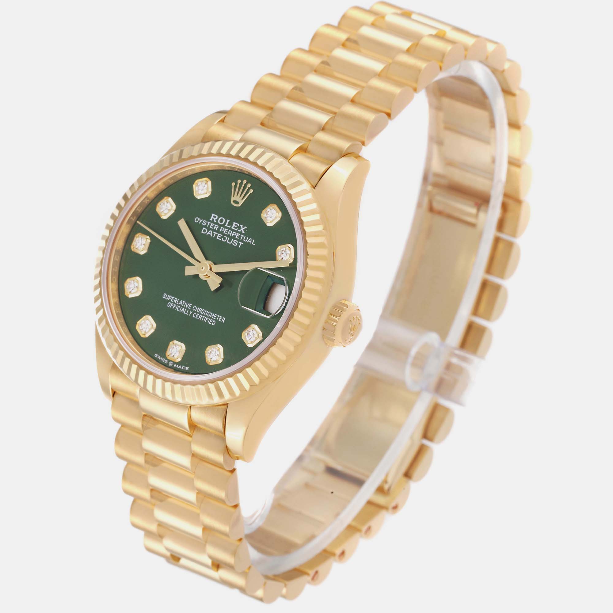 Rolex President Midsize Yellow Gold Diamond Ladies Watch 278278 31 Mm