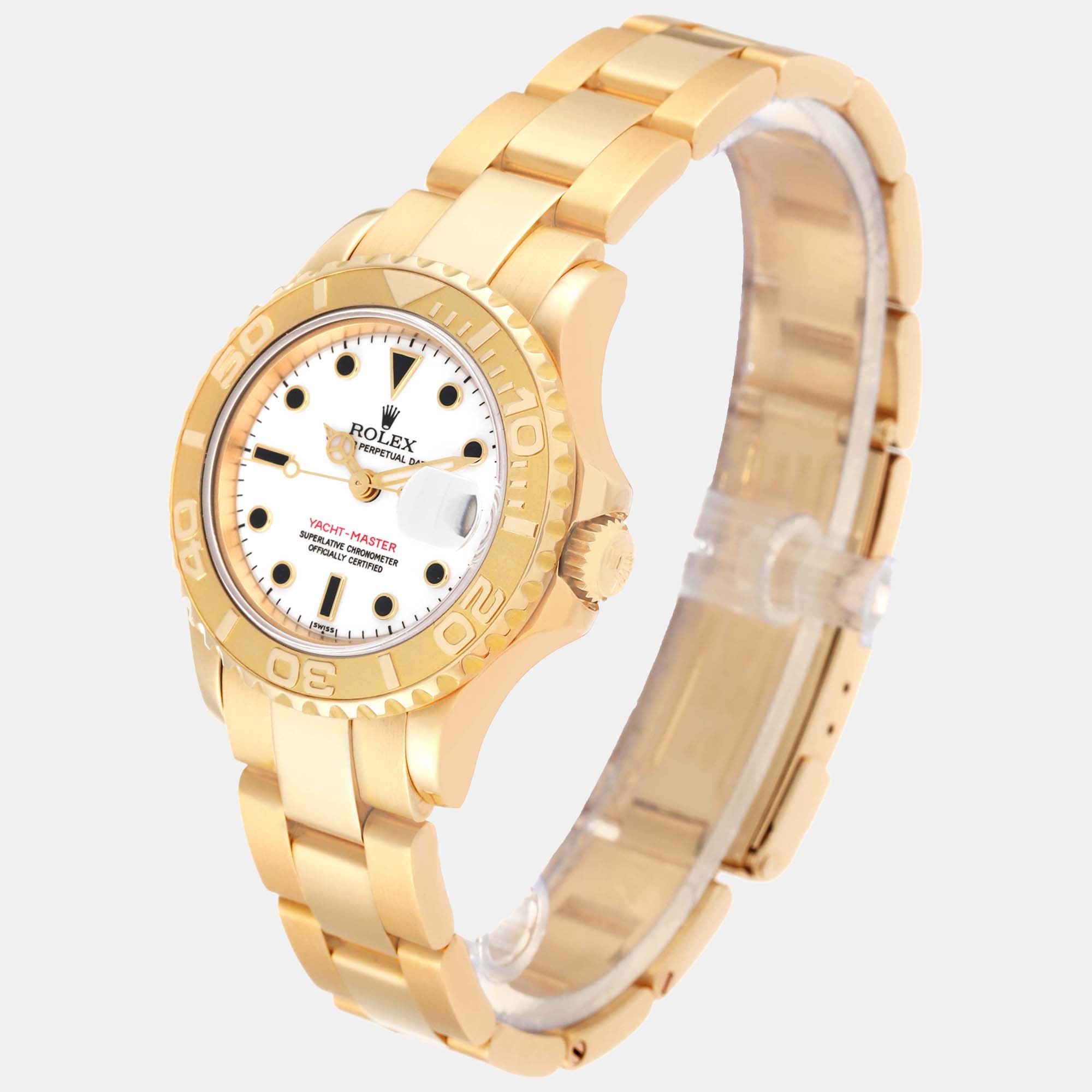 Rolex Yachtmaster Yellow Gold White Dial Ladies Watch 69628 29 Mm
