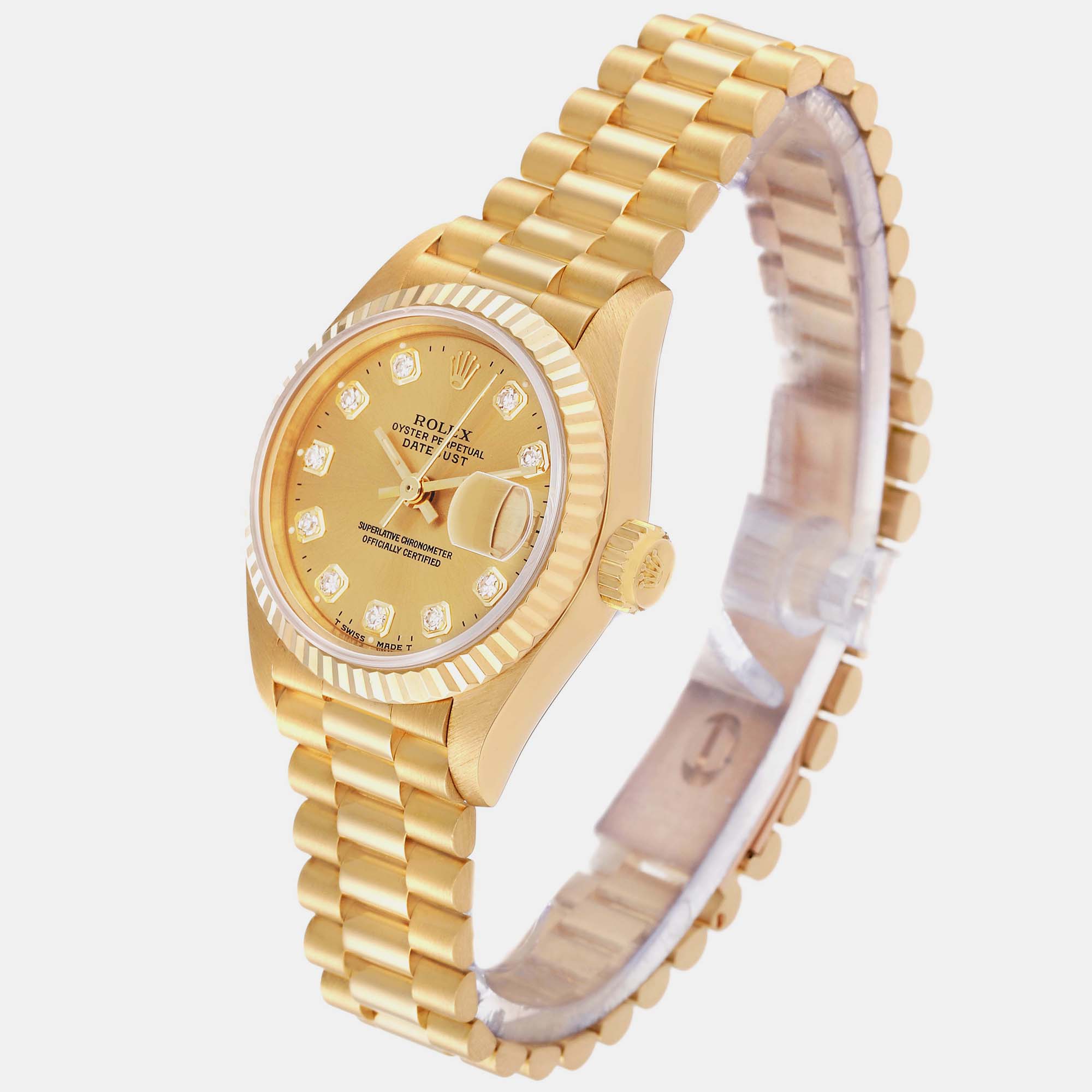 Rolex Datejust President Diamond Dial Yellow Gold Ladies Watch 69178