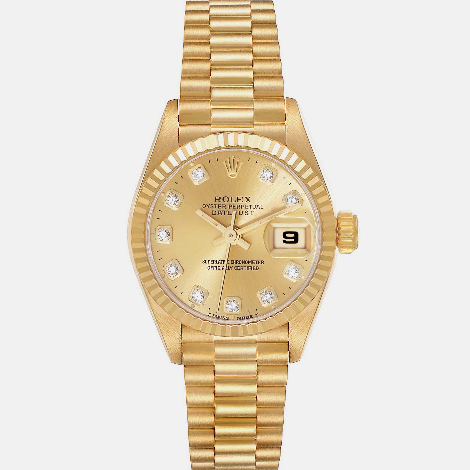 Rolex Datejust President Diamond Dial Yellow Gold Ladies Watch 69178
