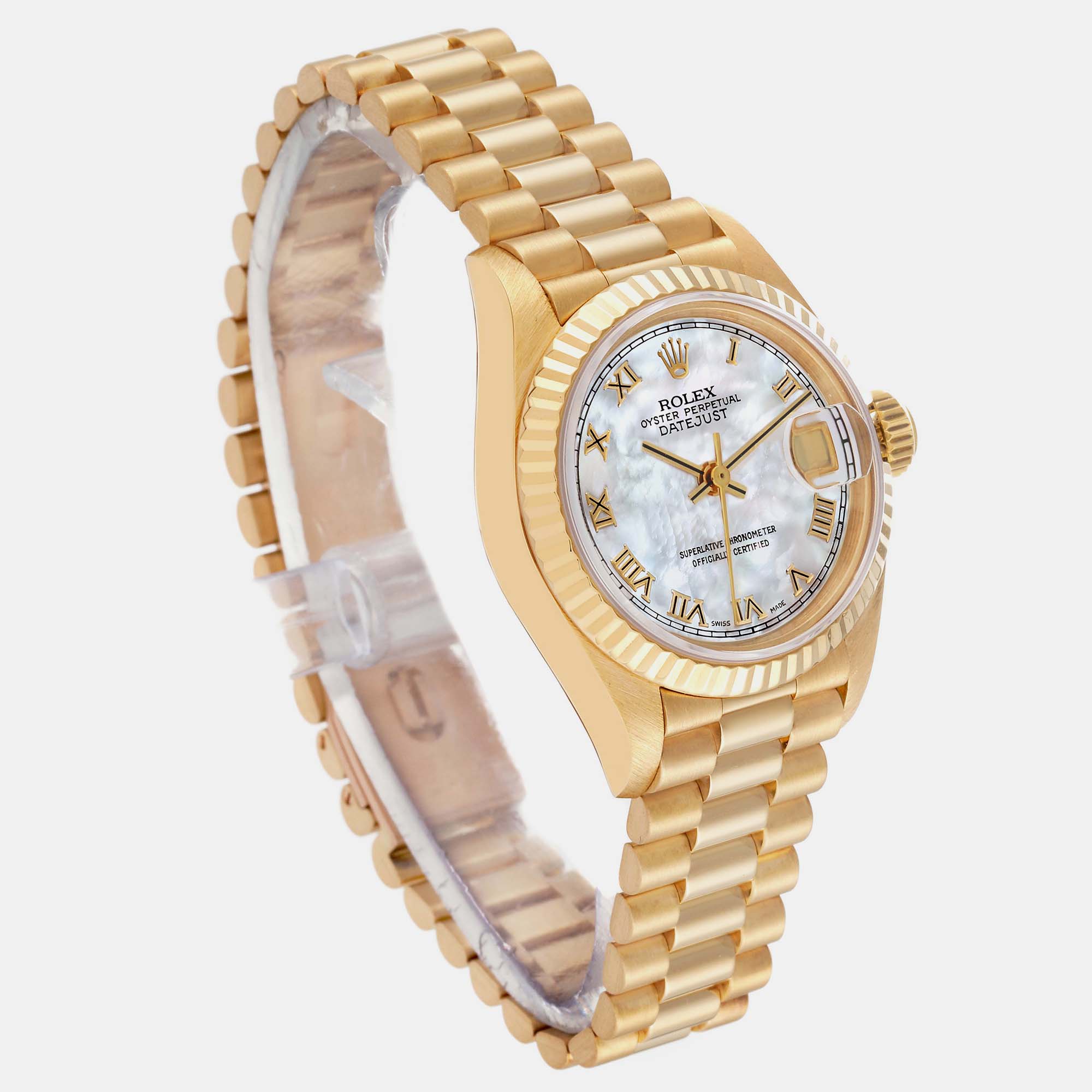 Rolex Datejust President Mother Of Pearl Dial Yellow Gold Ladies Watch 69178
