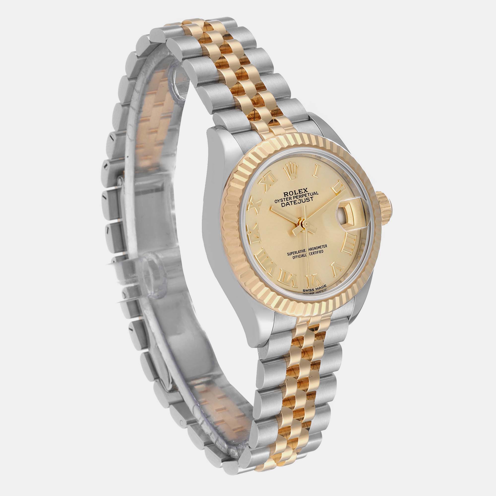Rolex Datejust 28 Steel Yellow Gold Champagne Dial Ladies Watch 279173