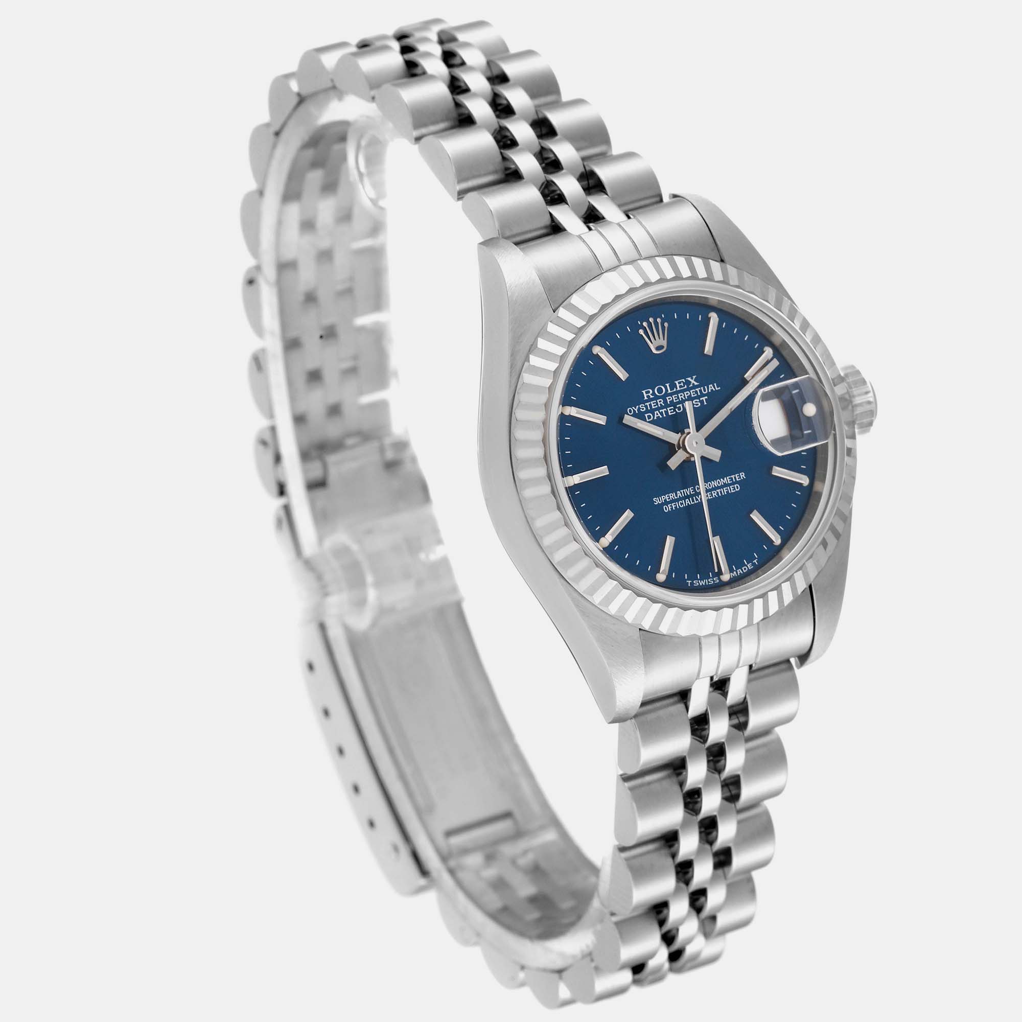 Rolex Datejust Steel White Gold Blue Dial Ladies Watch 69174 26 Mm