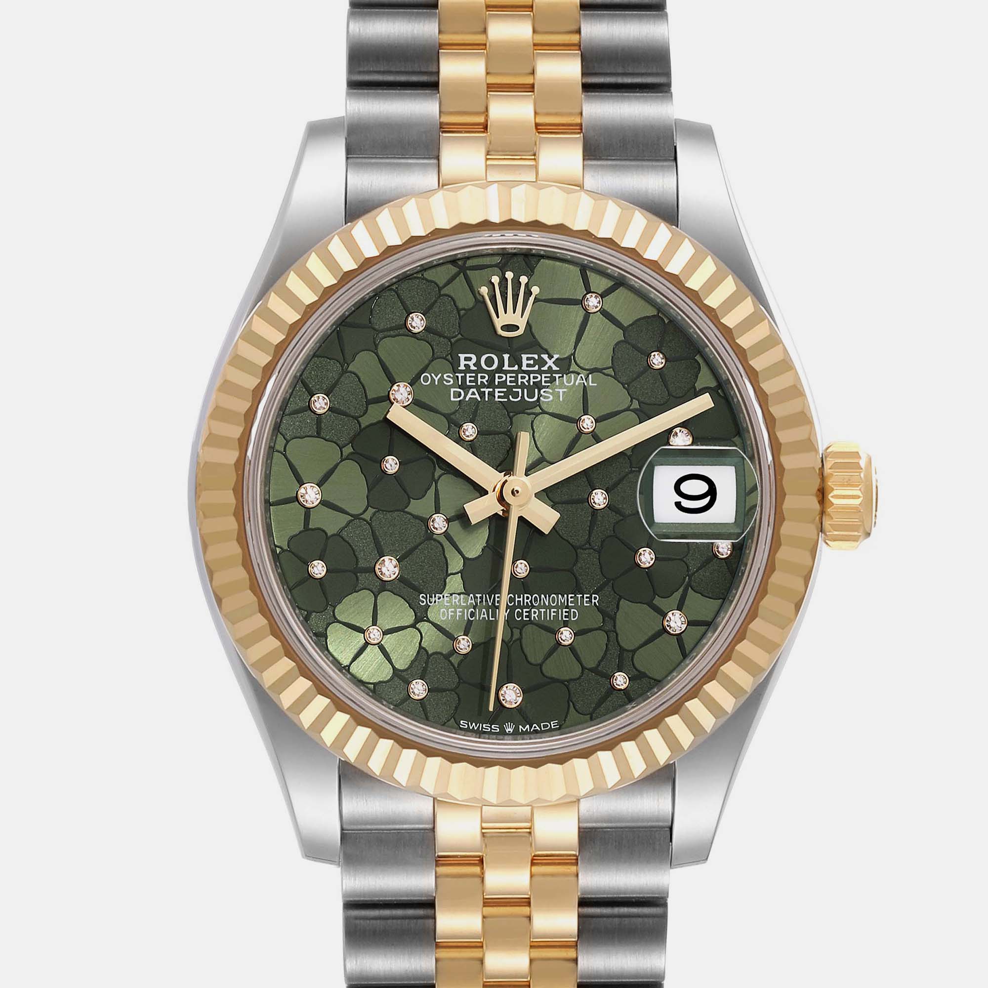 Rolex Datejust Midsize Steel Yellow Gold Diamond Dial Ladies Watch 278273 Unworn