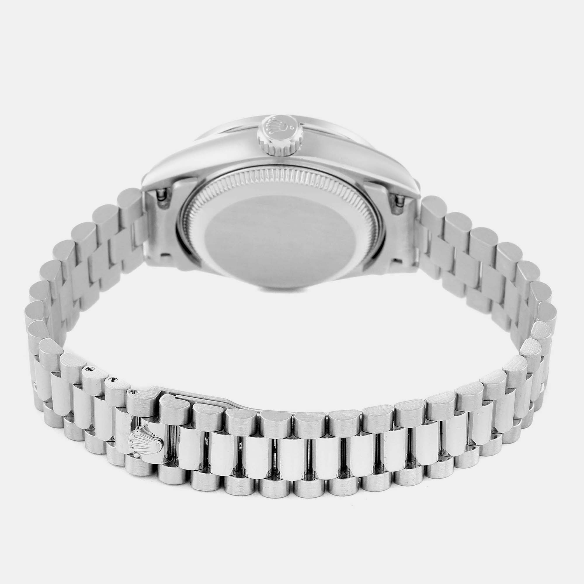 Rolex President Silver Dial Platinum Diamond Ladies Watch 69136 26 Mm