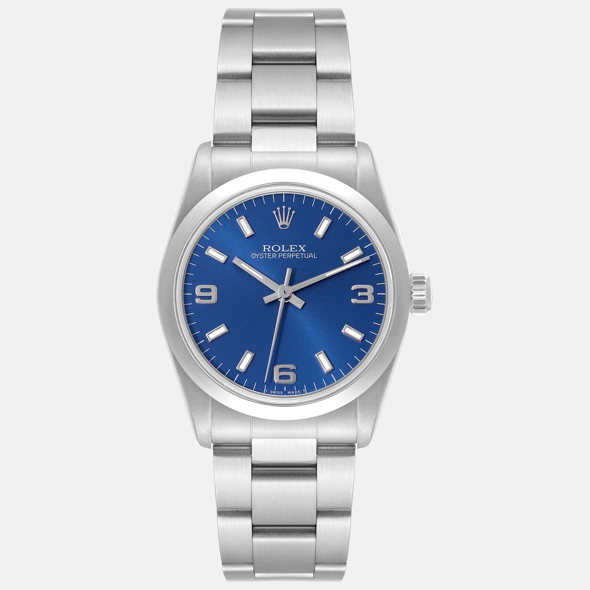 Rolex Midsize Blue Dial Automatic Steel Ladies Watch 67480 31 Mm