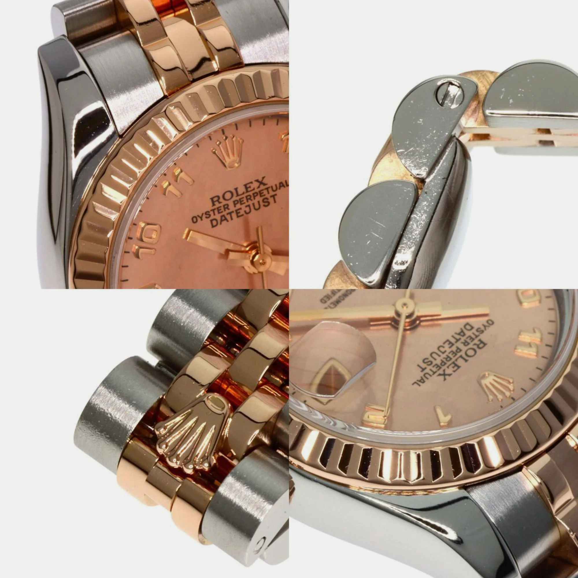 Rolex Pink Diamond 18k Rose Gold And Stainless Steel Datejust 179171N2BR Automatic Women's Wristwatch 26 Mm