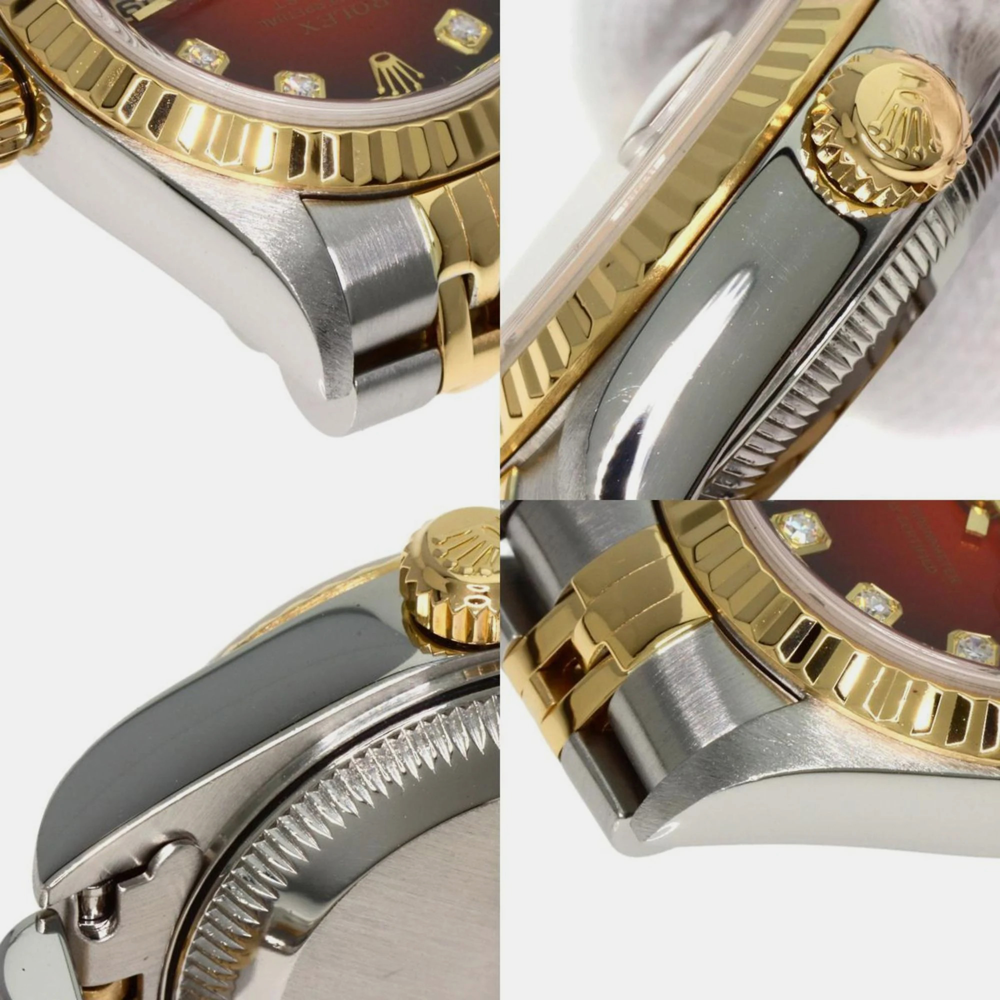 Rolex Red Diamond 18k Yellow Gold And Stainless Steel Datejust 79173 Automatic Women's Wristwatch 26 Mm