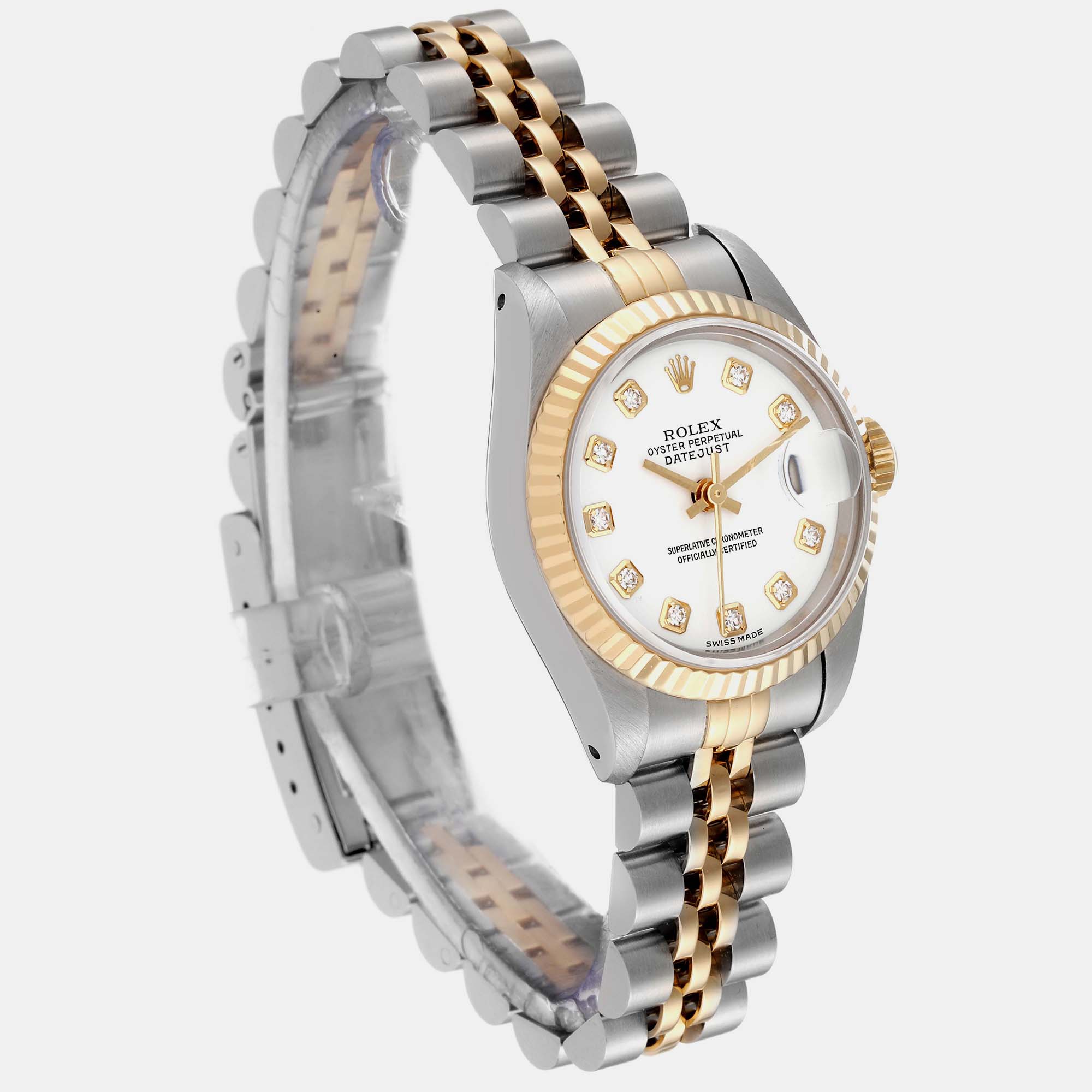 Rolex Datejust White Diamond Dial Steel Yellow Gold Ladies Watch 69173 26 Mm
