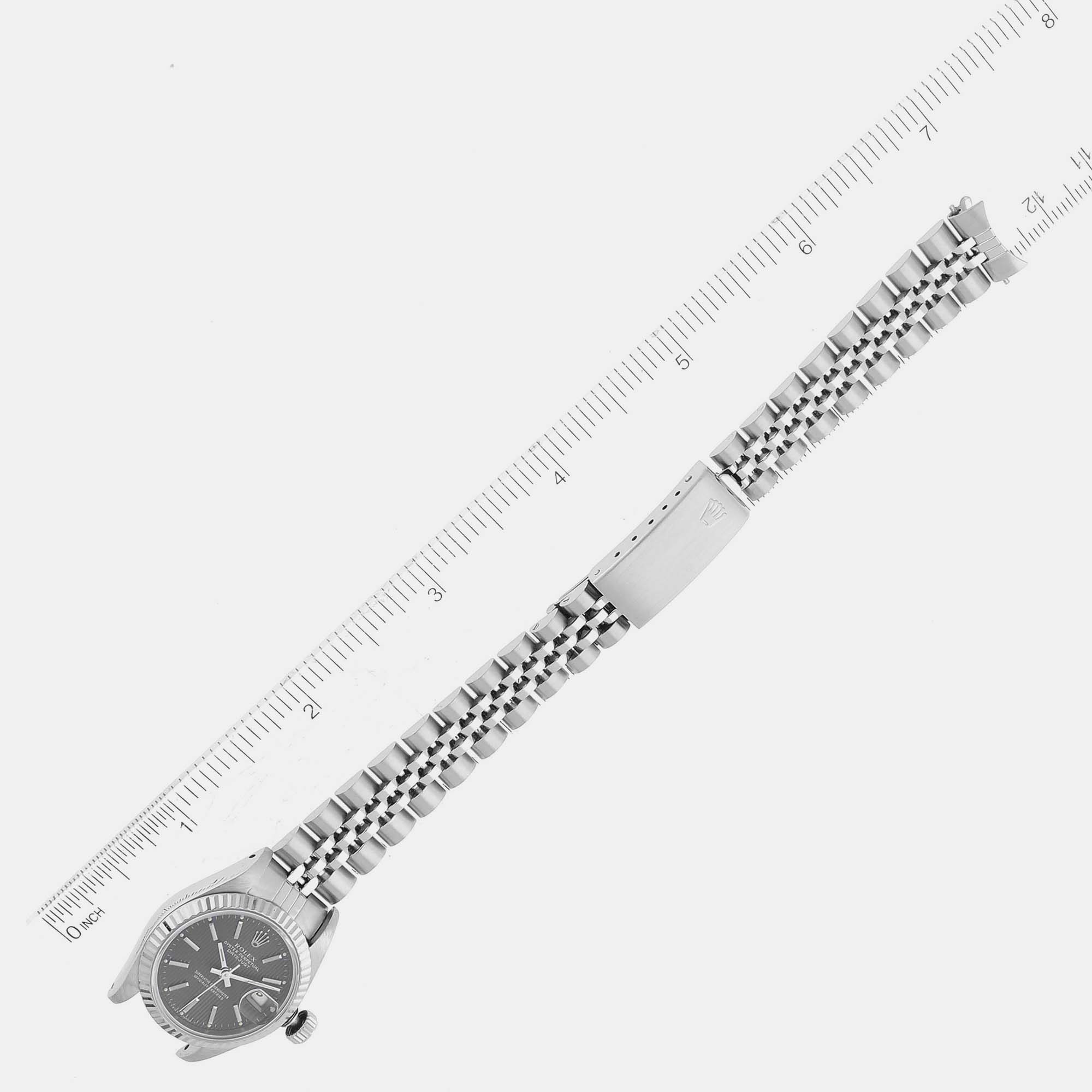 Rolex Datejust Steel White Gold Slate Tapestry Dial Ladies Watch 69174 26 Mm
