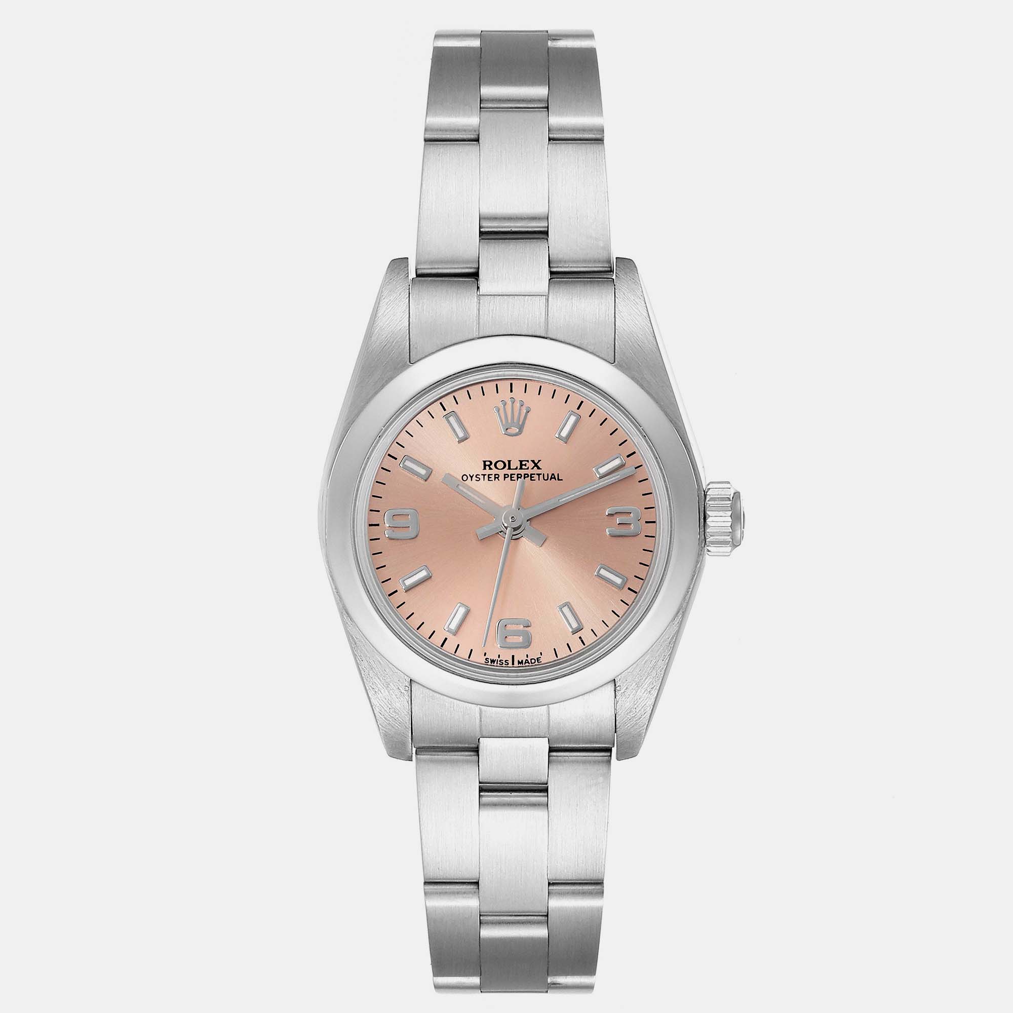 Rolex Oyster Perpetual Salmon Dial Steel Ladies Watch 76080 24 Mm
