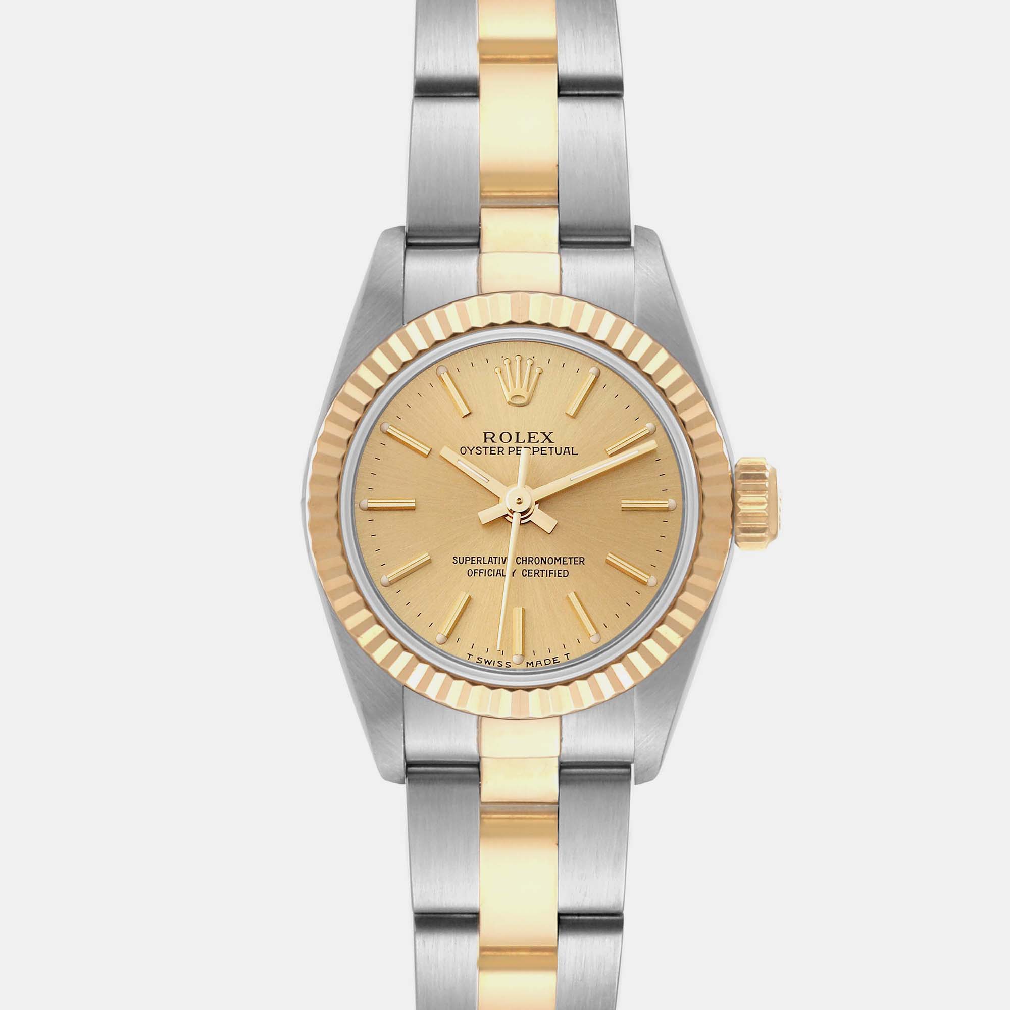 Rolex Oyster Perpetual Steel Yellow Gold Ladies Watch 67193 24 Mm