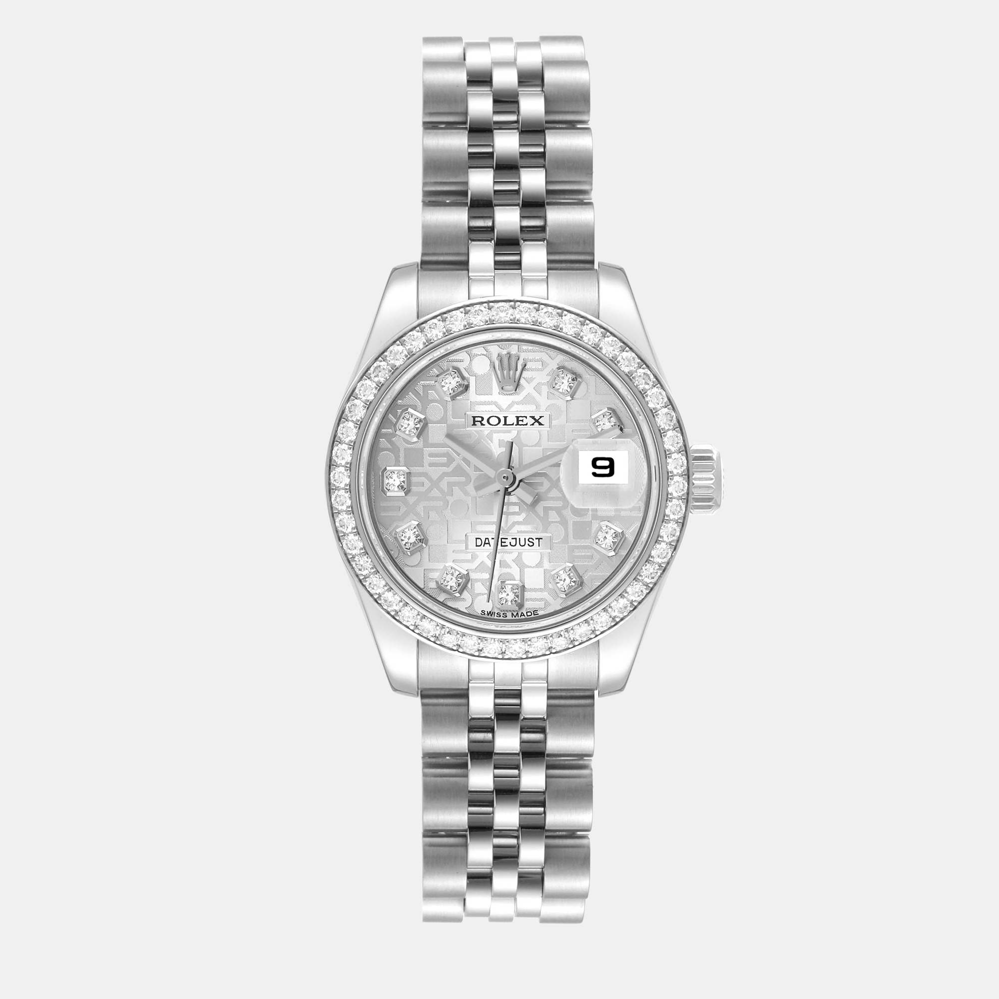 Rolex Datejust Steel White Gold Diamond Ladies Watch 179384 26 Mm