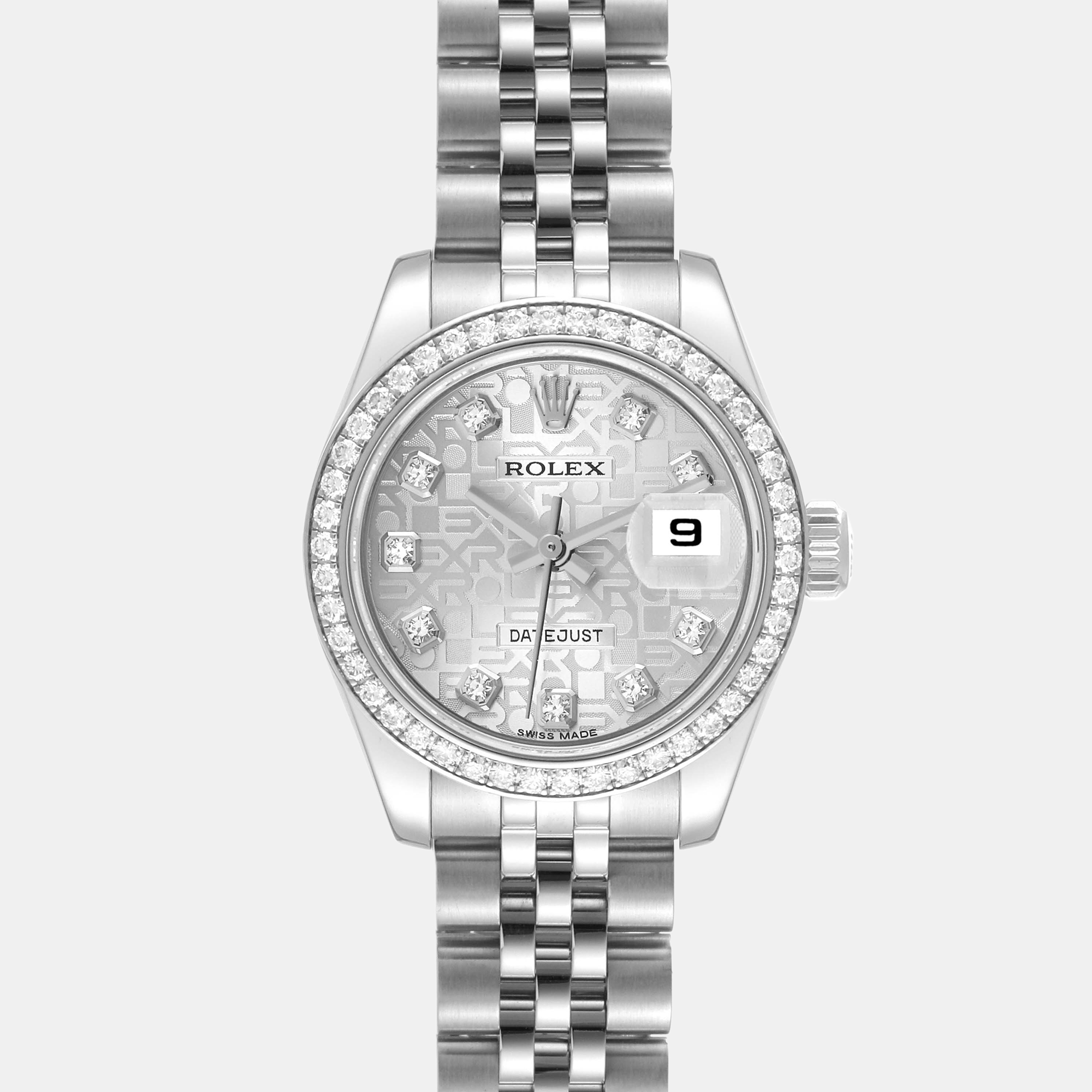 Rolex Datejust Steel White Gold Diamond Ladies Watch 179384 26 Mm