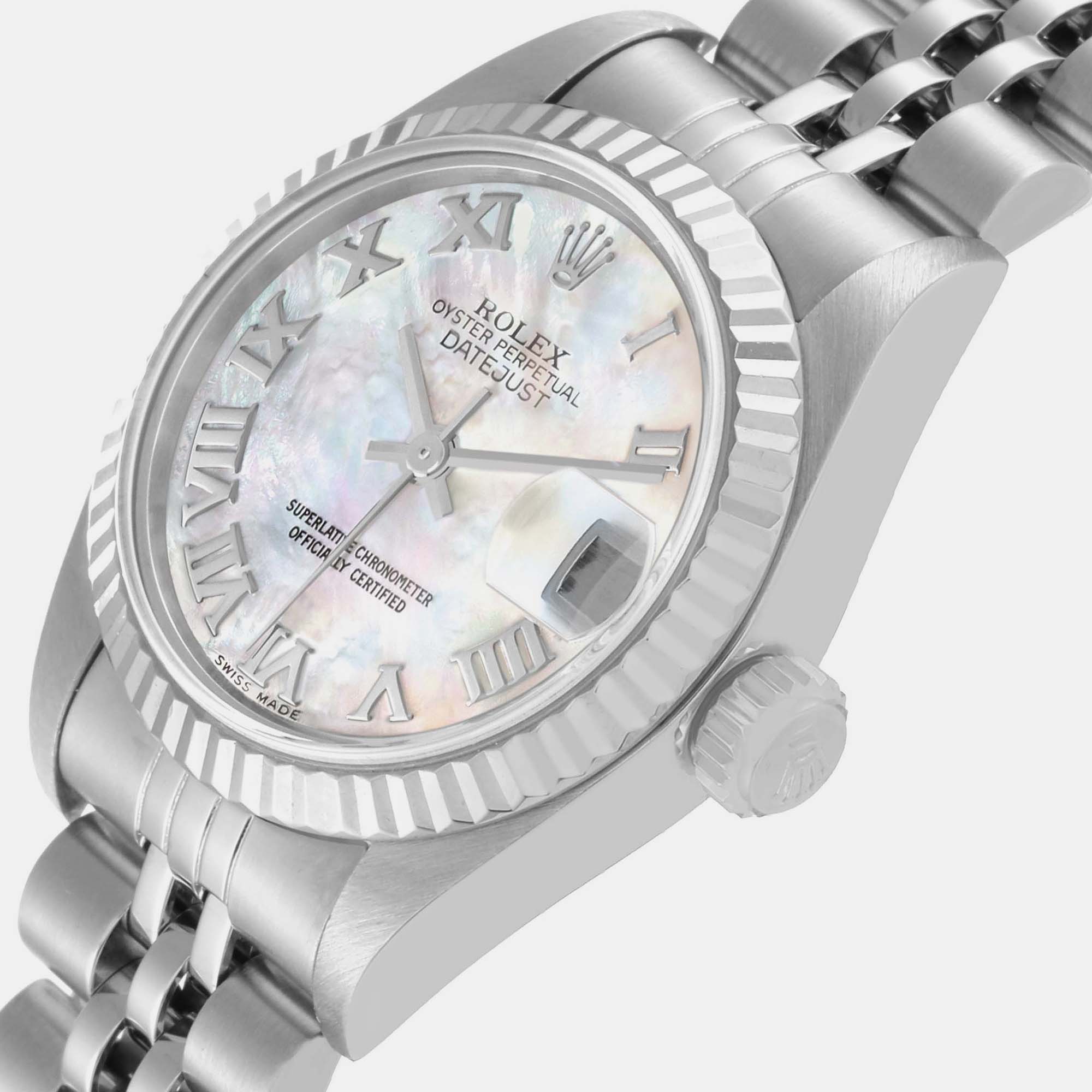 Rolex Datejust Steel White Gold Mother Of Pearl Dial Ladies Watch 79174 26 mm, Silver
Rolex Datejust Steel White Gold Mother Of Pearl Dial Ladies Watch 79174 26 mm, Silver