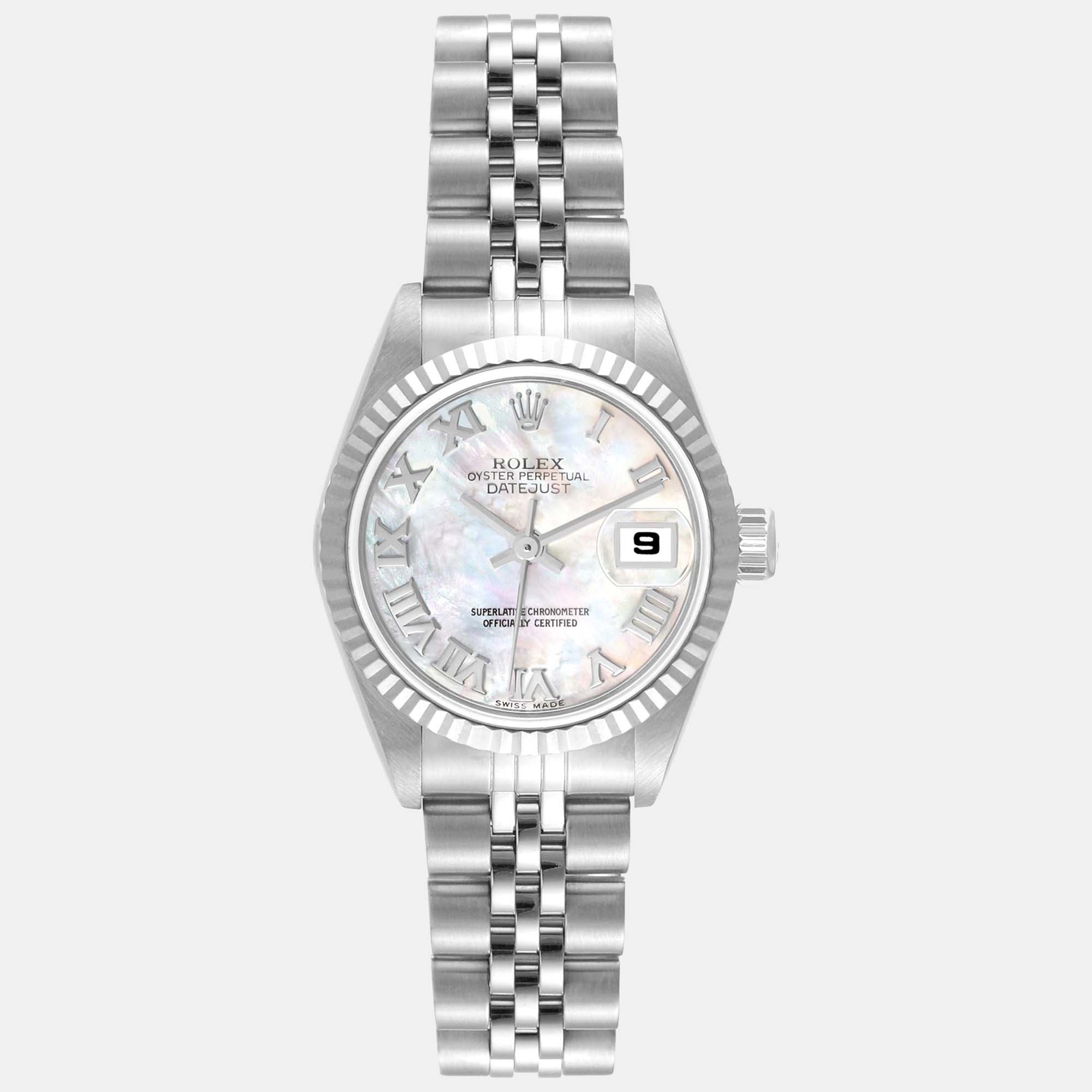 Rolex Datejust Steel White Gold Mother Of Pearl Dial Ladies Watch 79174 26 Mm