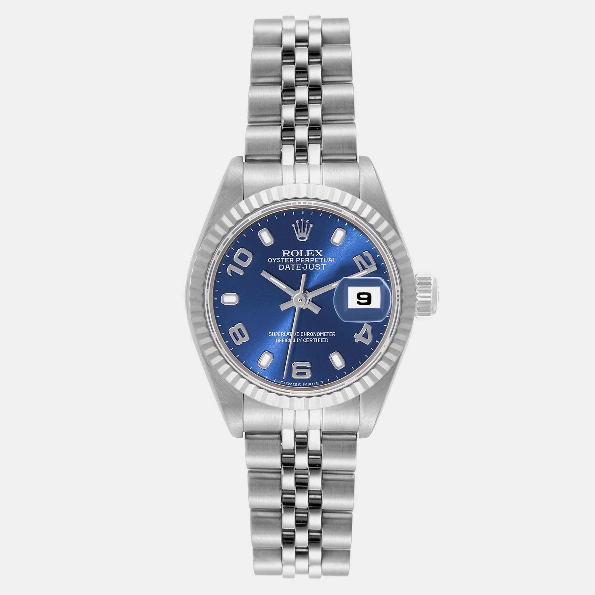 Rolex Datejust Steel White Gold Blue Dial Ladies Watch 79174 26 Mm