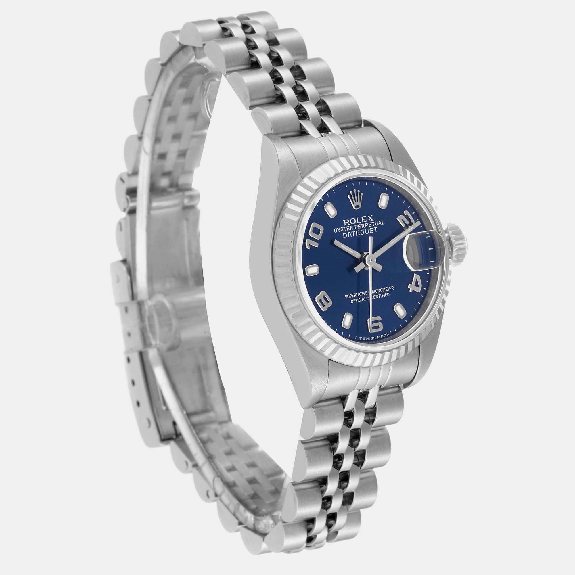 Rolex Datejust Steel White Gold Blue Dial Ladies Watch 79174 26 Mm