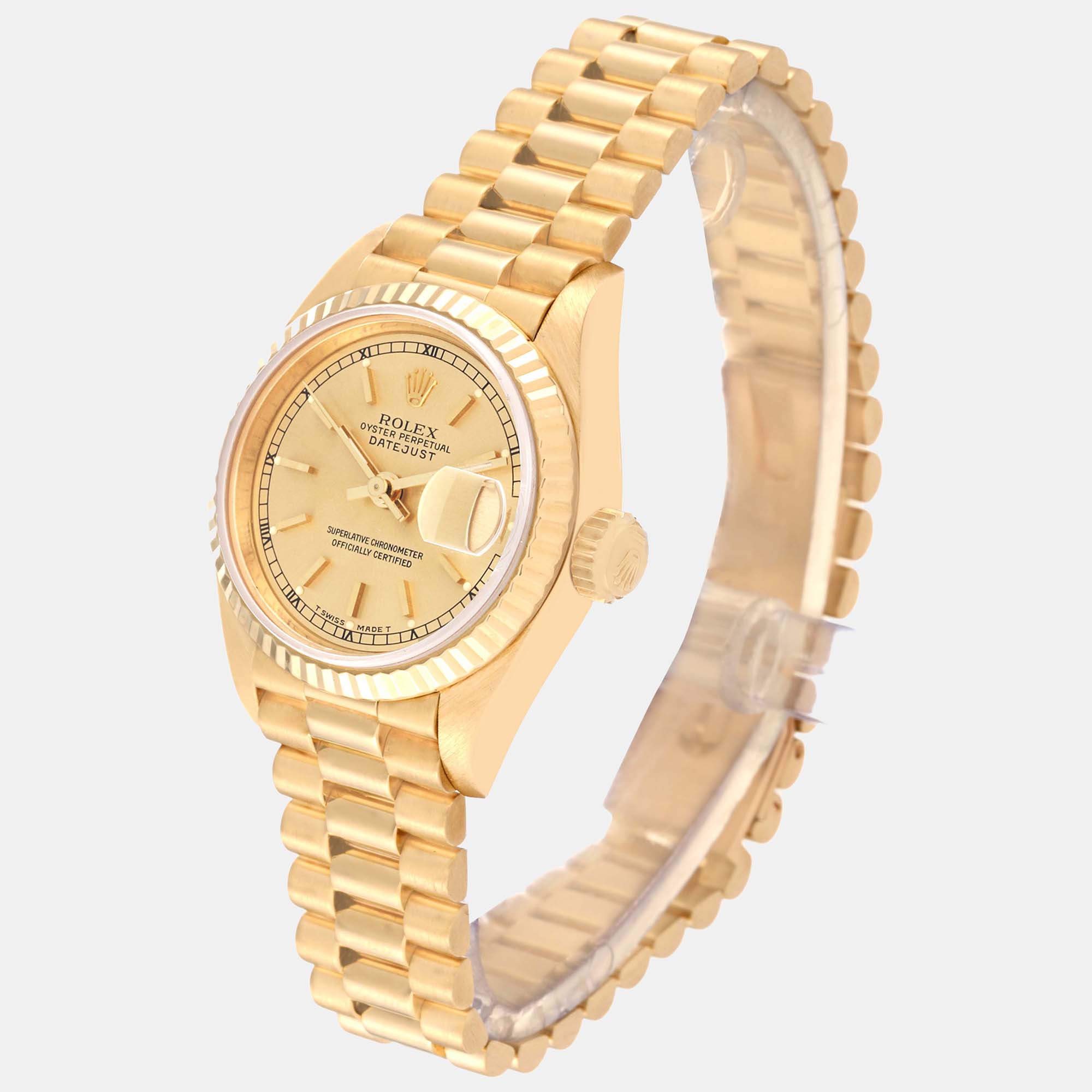 Rolex Datejust President Yellow Gold Ladies Watch 69178 26 Mm