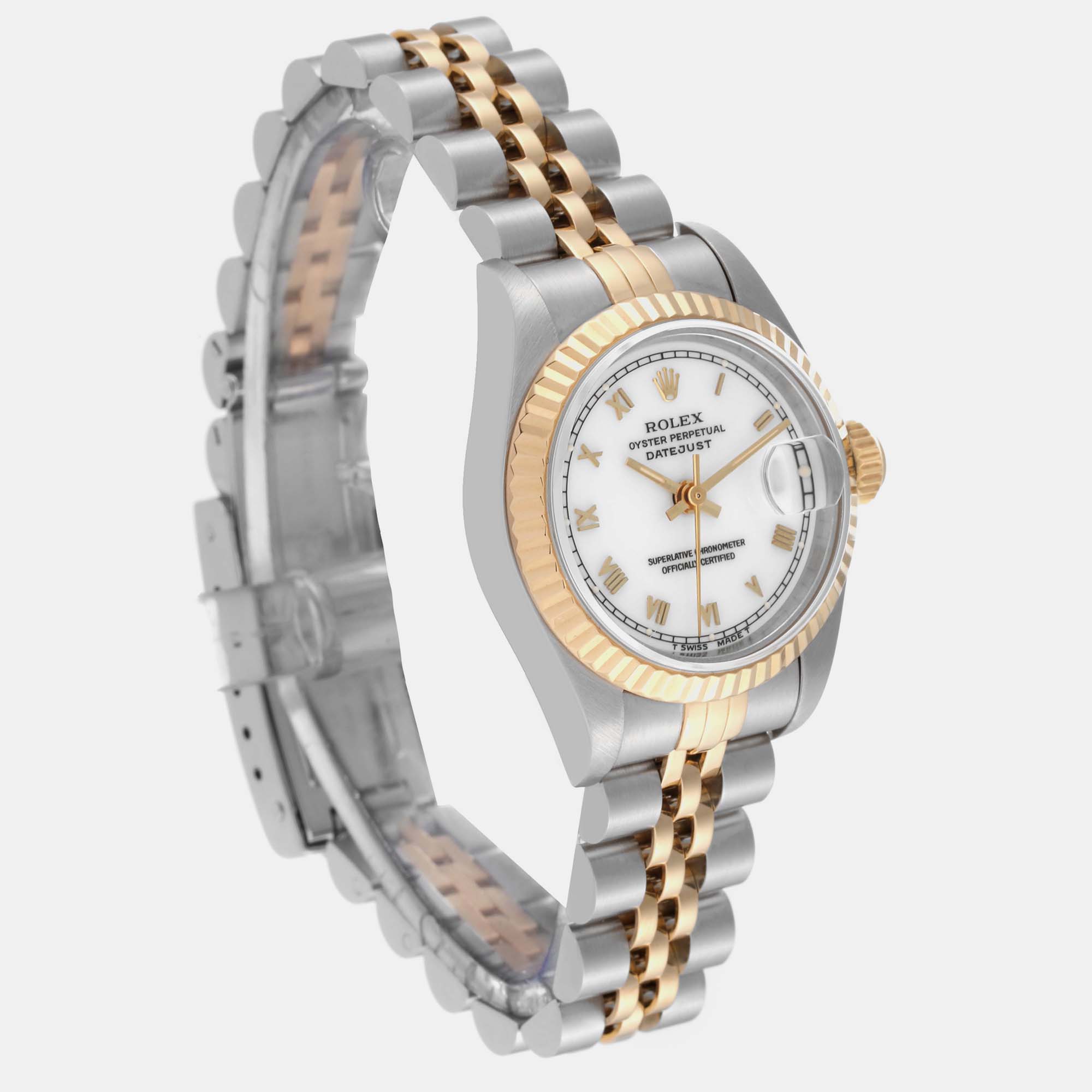 Rolex Datejust White Roman Dial Steel Yellow Gold Ladies Watch 69173 26 Mm