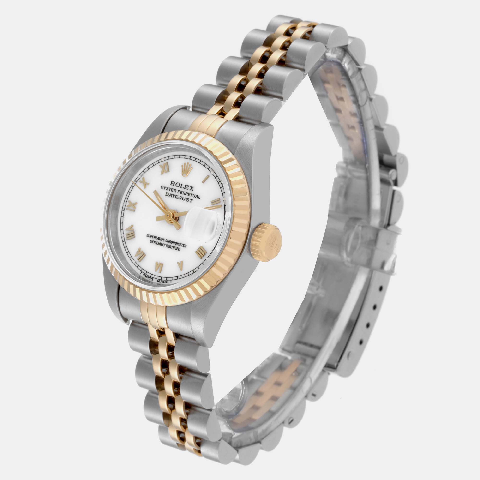Rolex Datejust White Roman Dial Steel Yellow Gold Ladies Watch 69173 26 Mm
