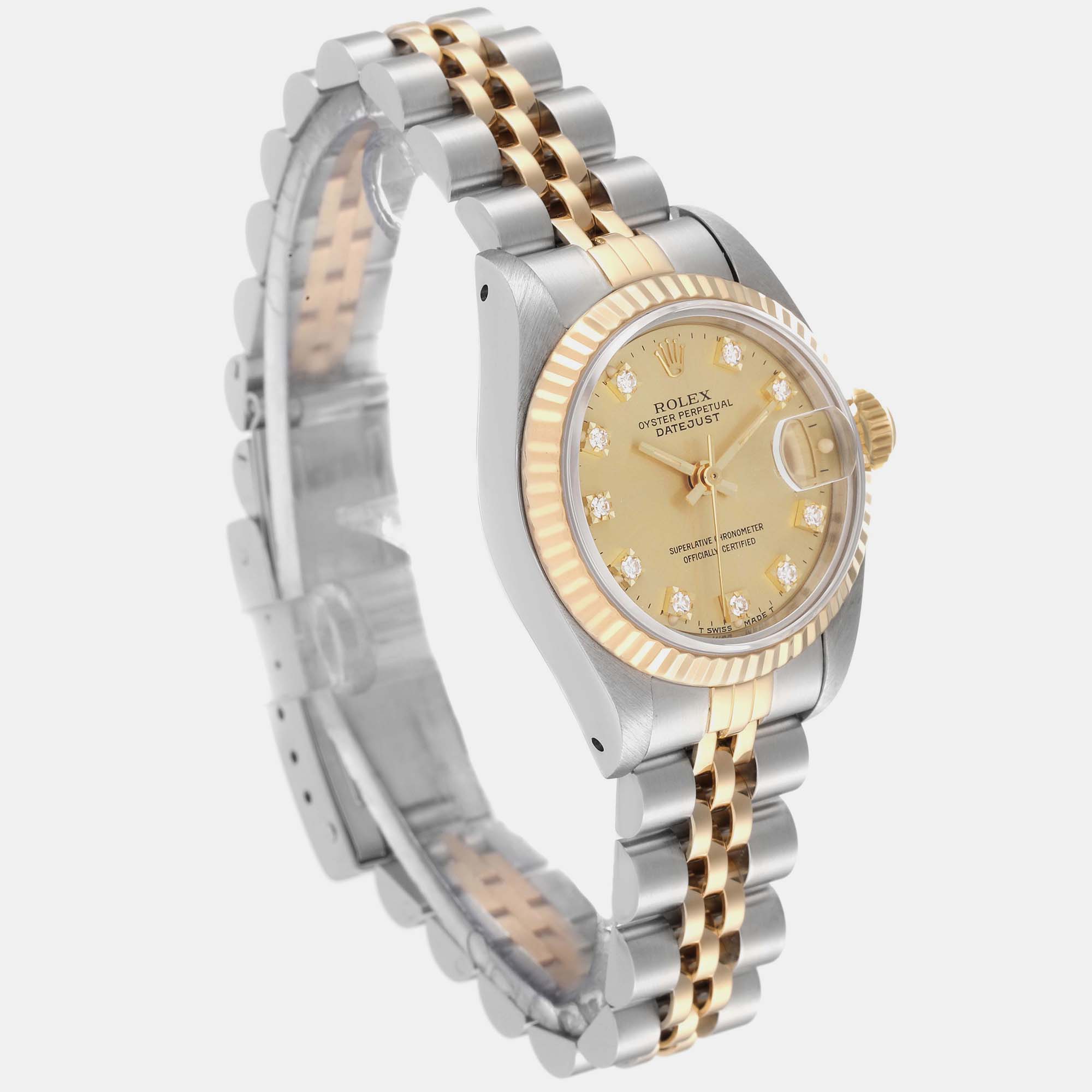 Rolex Datejust Champagne Diamond Dial Steel Yellow Gold Ladies Watch 69173 26 Mm