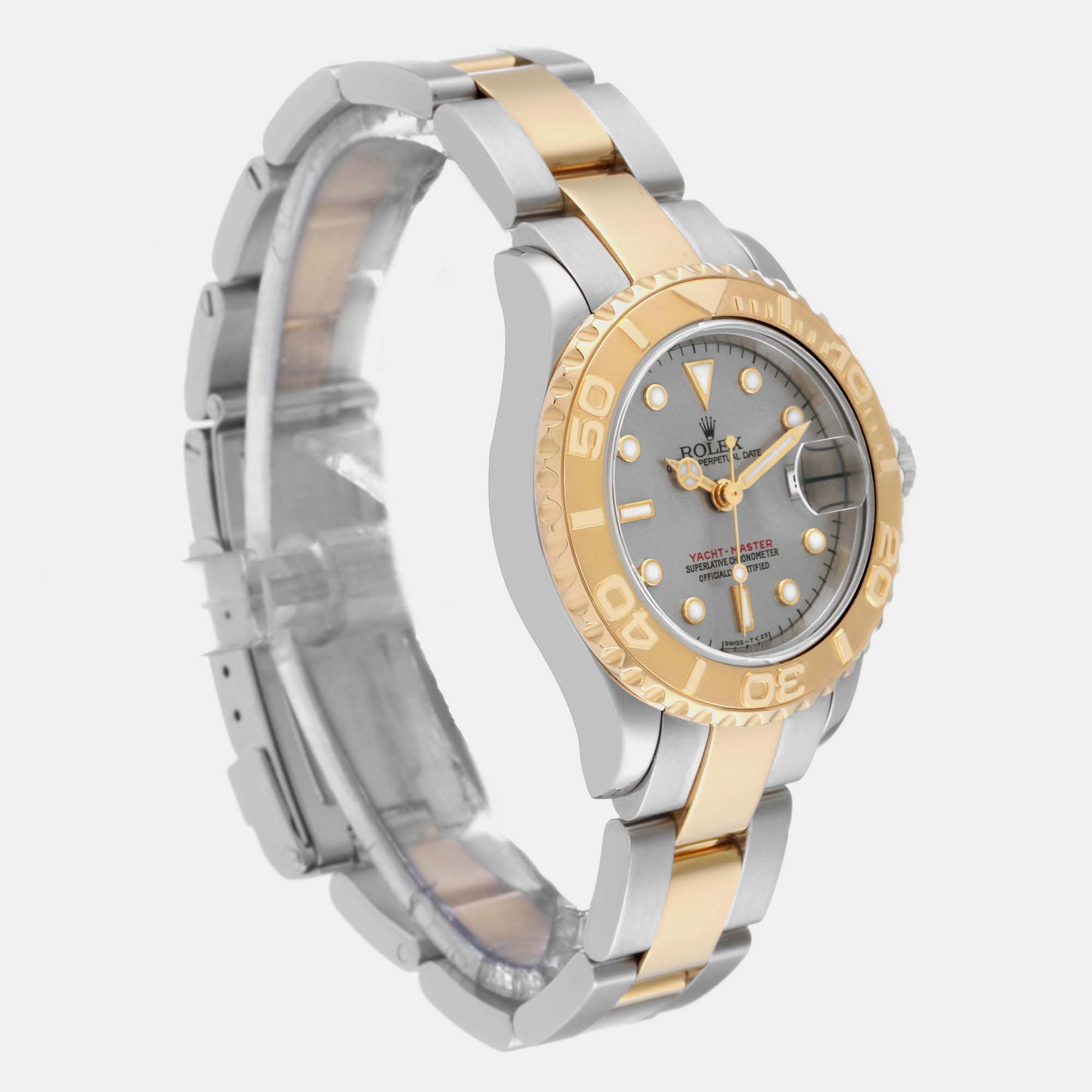 Rolex Yachtmaster Steel Yellow Gold Slate Dial Ladies Watch 69623 29 Mm
