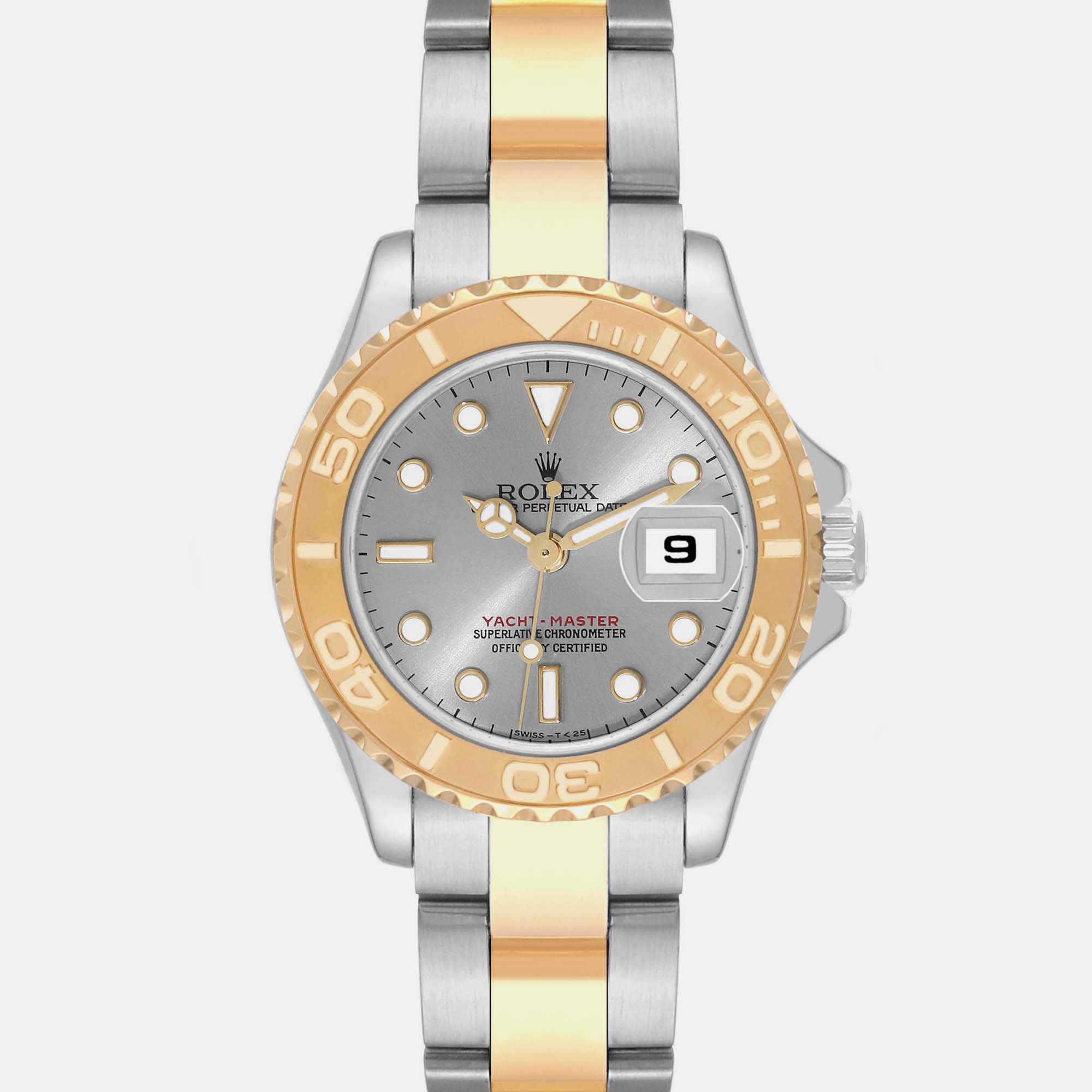 Rolex Yachtmaster Steel Yellow Gold Slate Dial Ladies Watch 69623 29 Mm