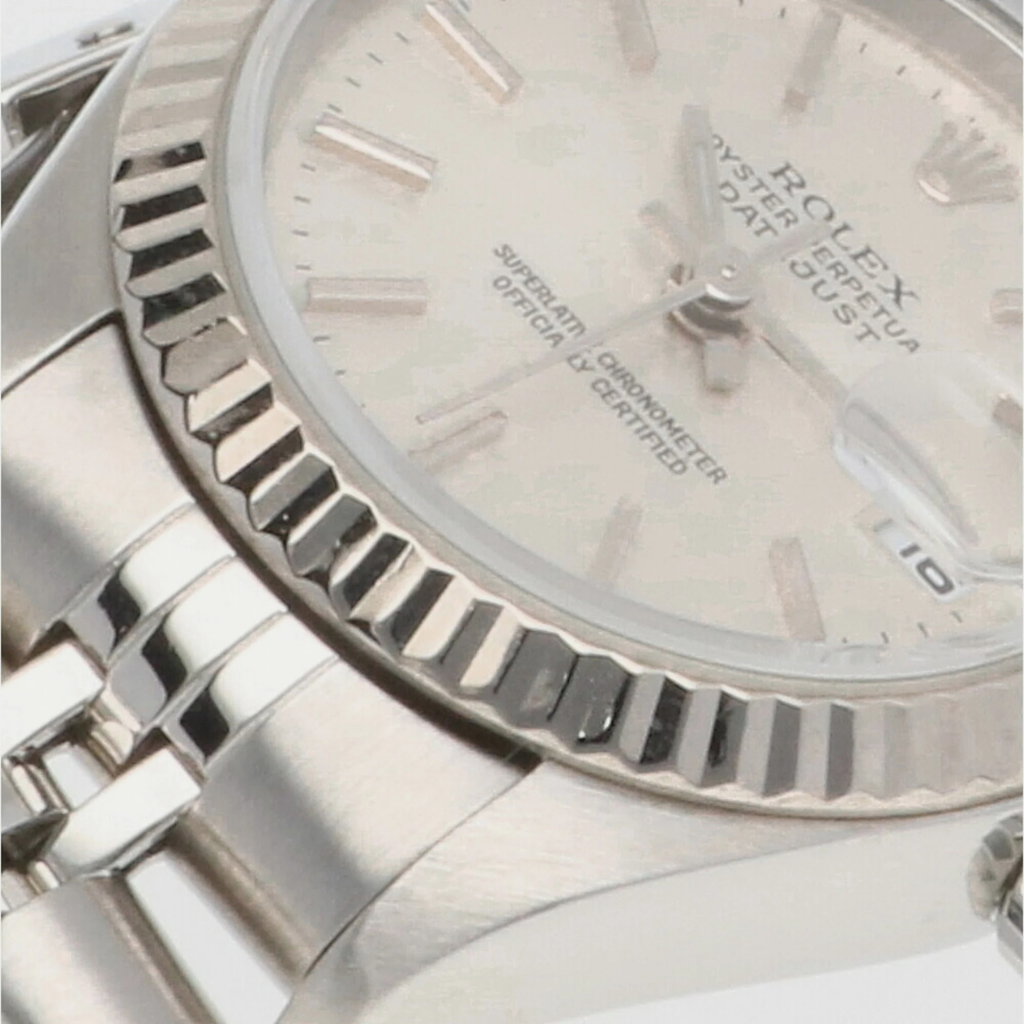 Rolex Silver 18K White Gold Stainless Steel Datejust Automatic Women's Wristwatch 26 Mm