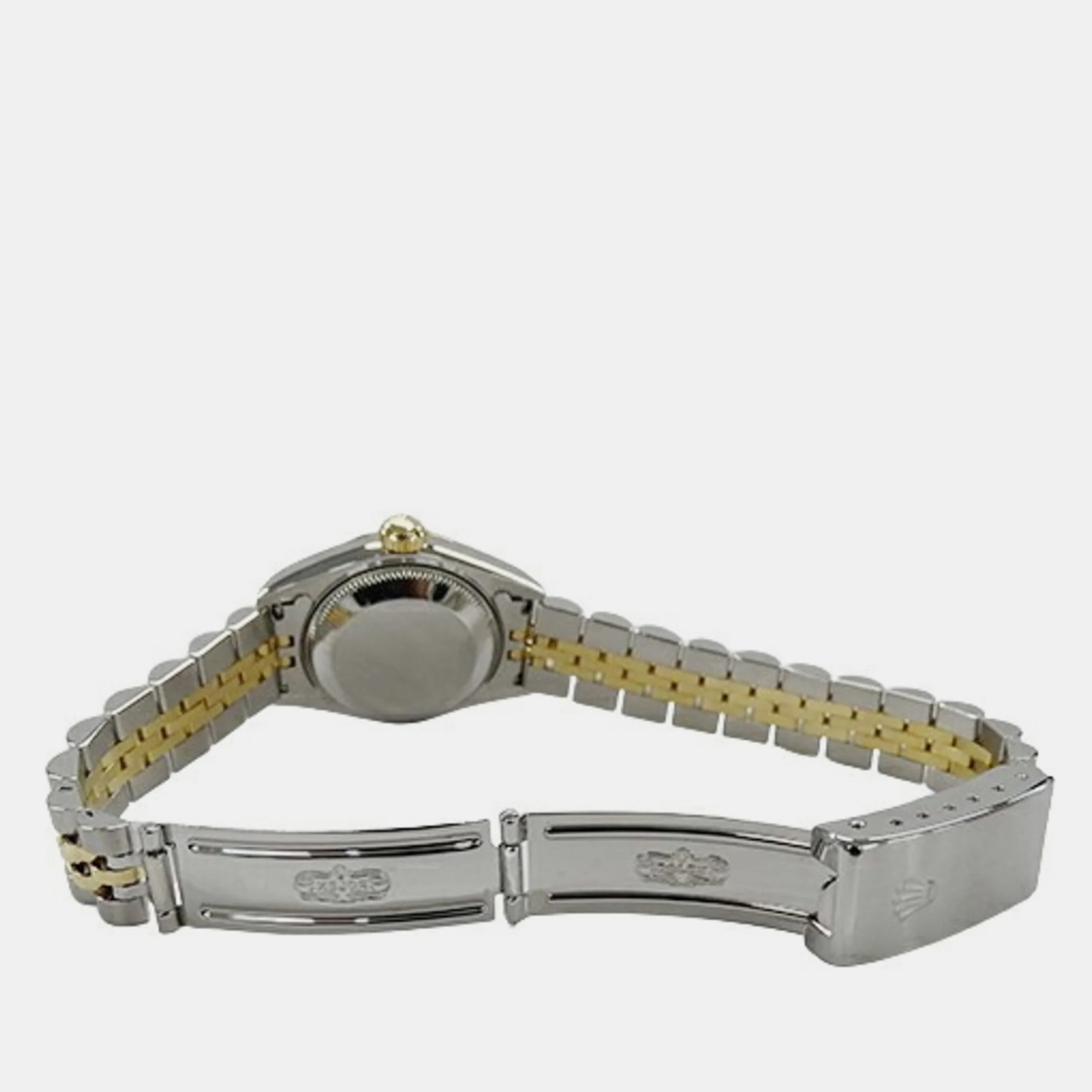 Rolex Blue Diamond 18k Yellow Gold Stainless Steel Datejust 69173 Automatic Women's Wristwatch 26 Mm