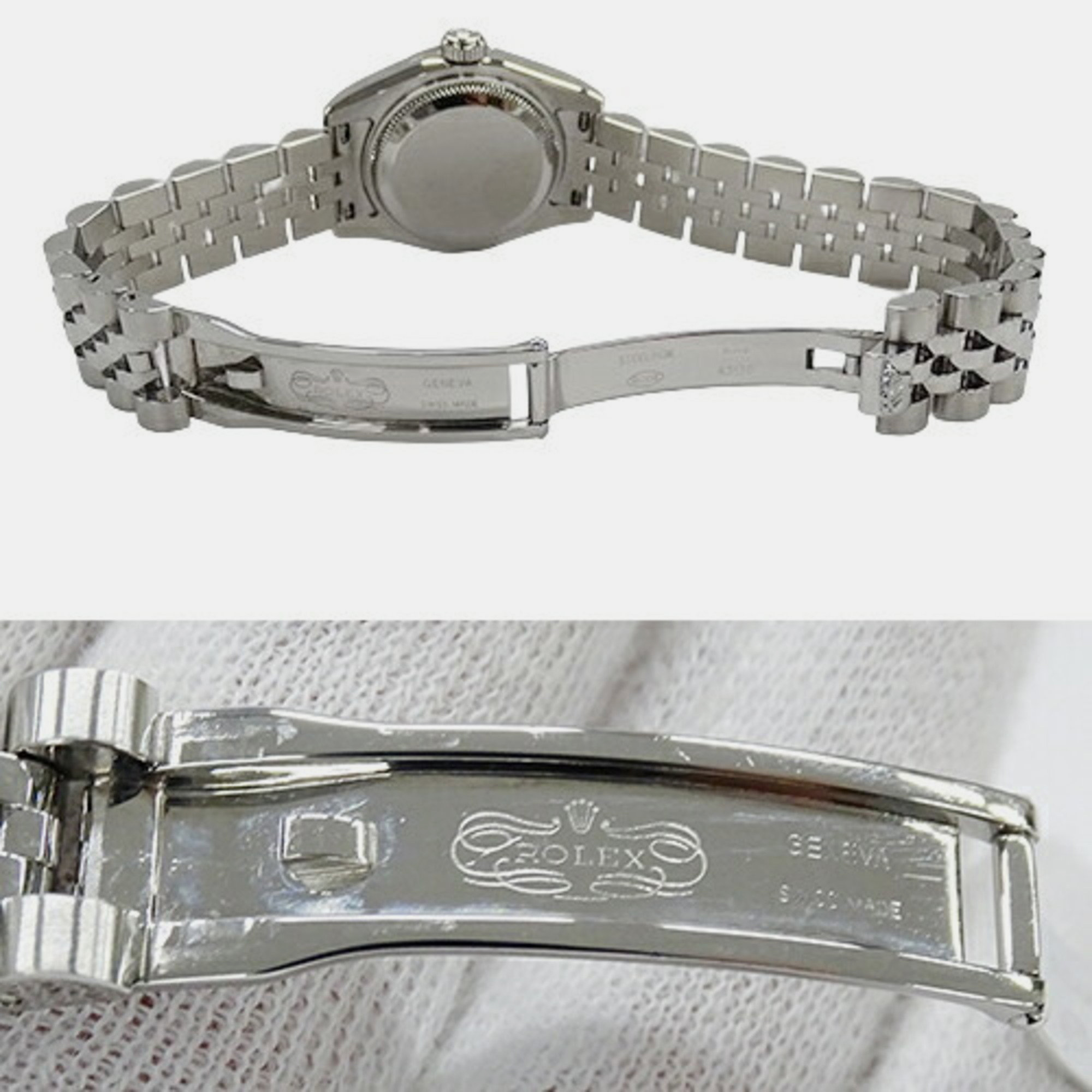 Rolex Yellow Shell Diamond 18k White Gold Stainless Steel Datejust 179174 Automatic Women's Wristwatch 26 Mm