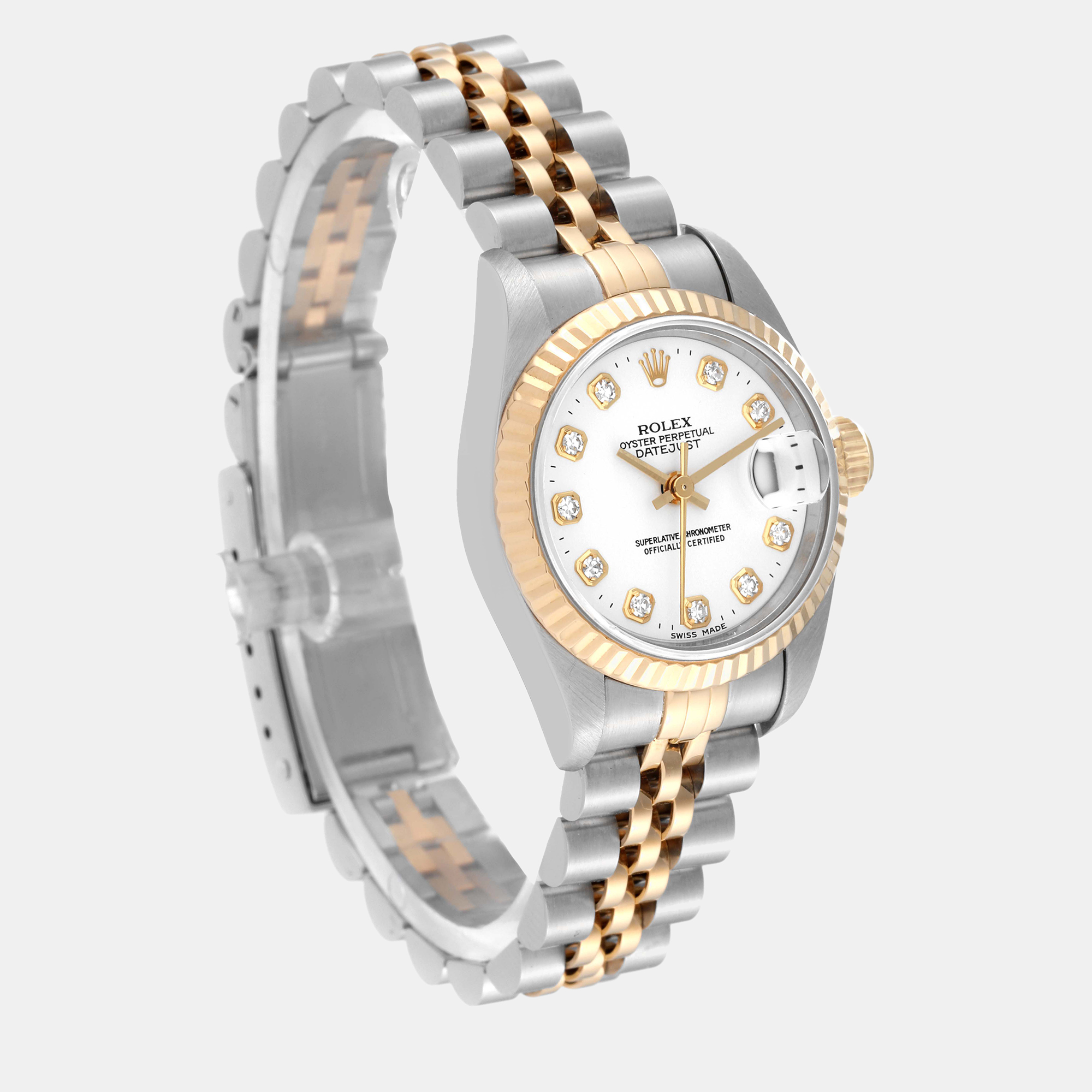 Rolex Datejust White Diamond Dial Steel Yellow Gold Ladies Watch 69173 26 Mm