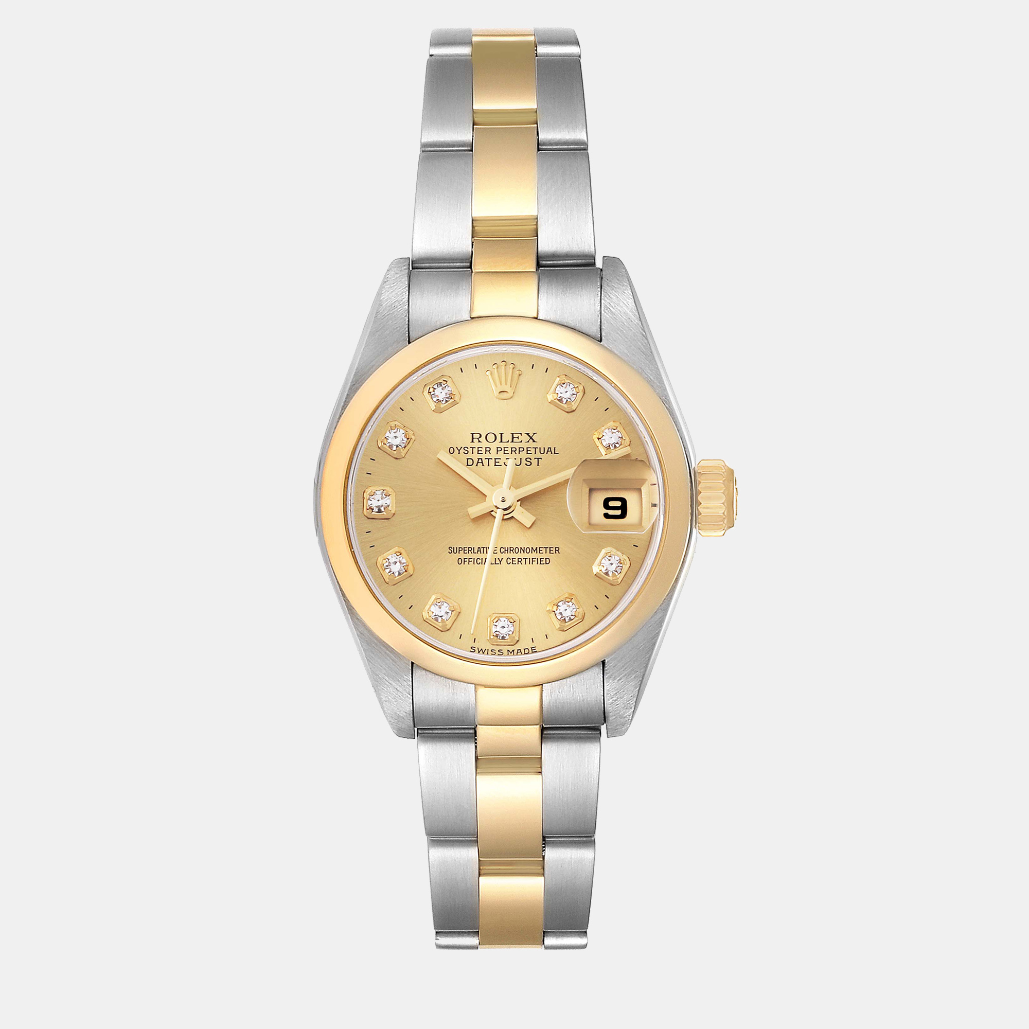 Rolex Datejust Steel Yellow Gold Diamond Dial Ladies Watch 79163 26 Mm