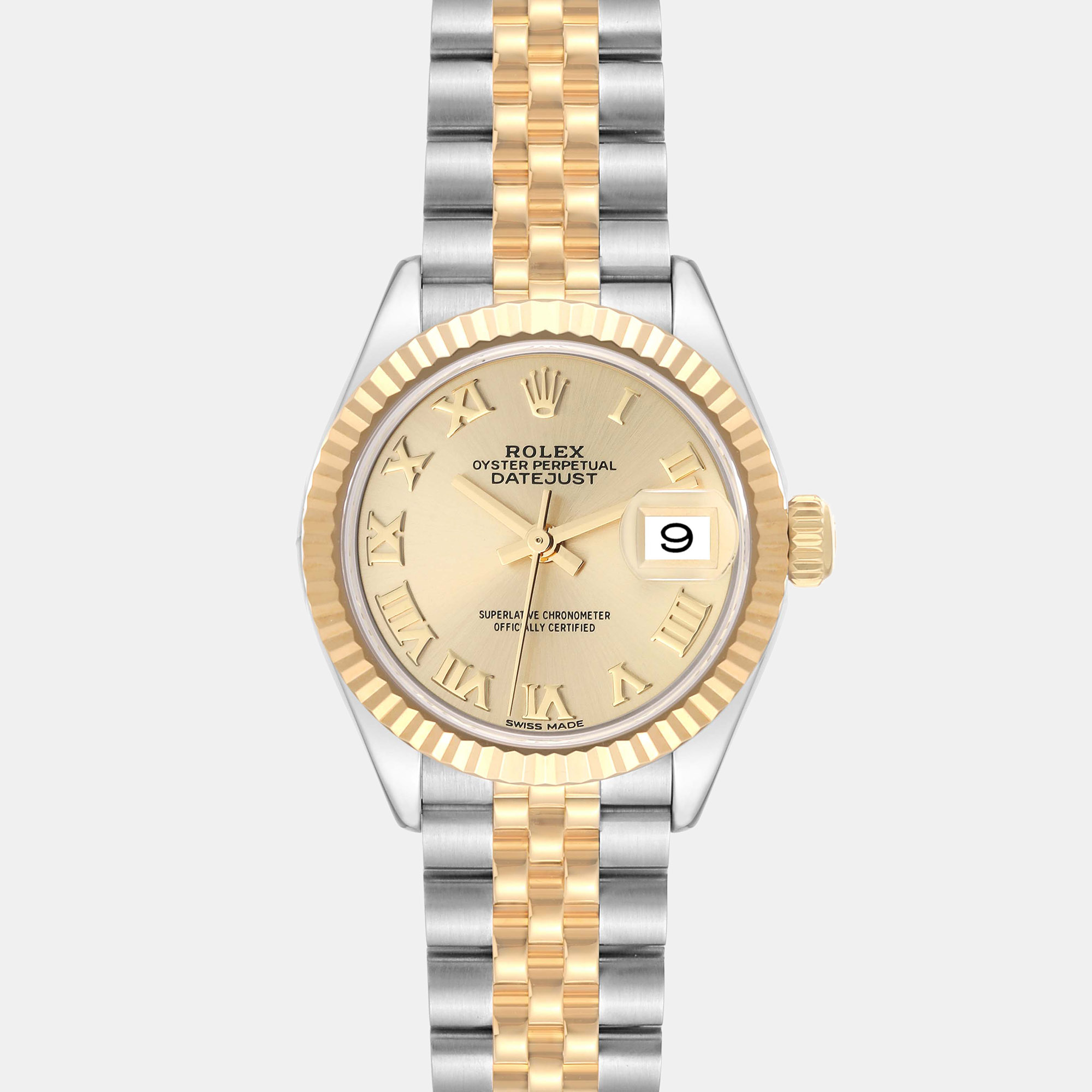 Rolex Datejust Steel Yellow Gold Champagne Dial Ladies Watch 279173 28 Mm