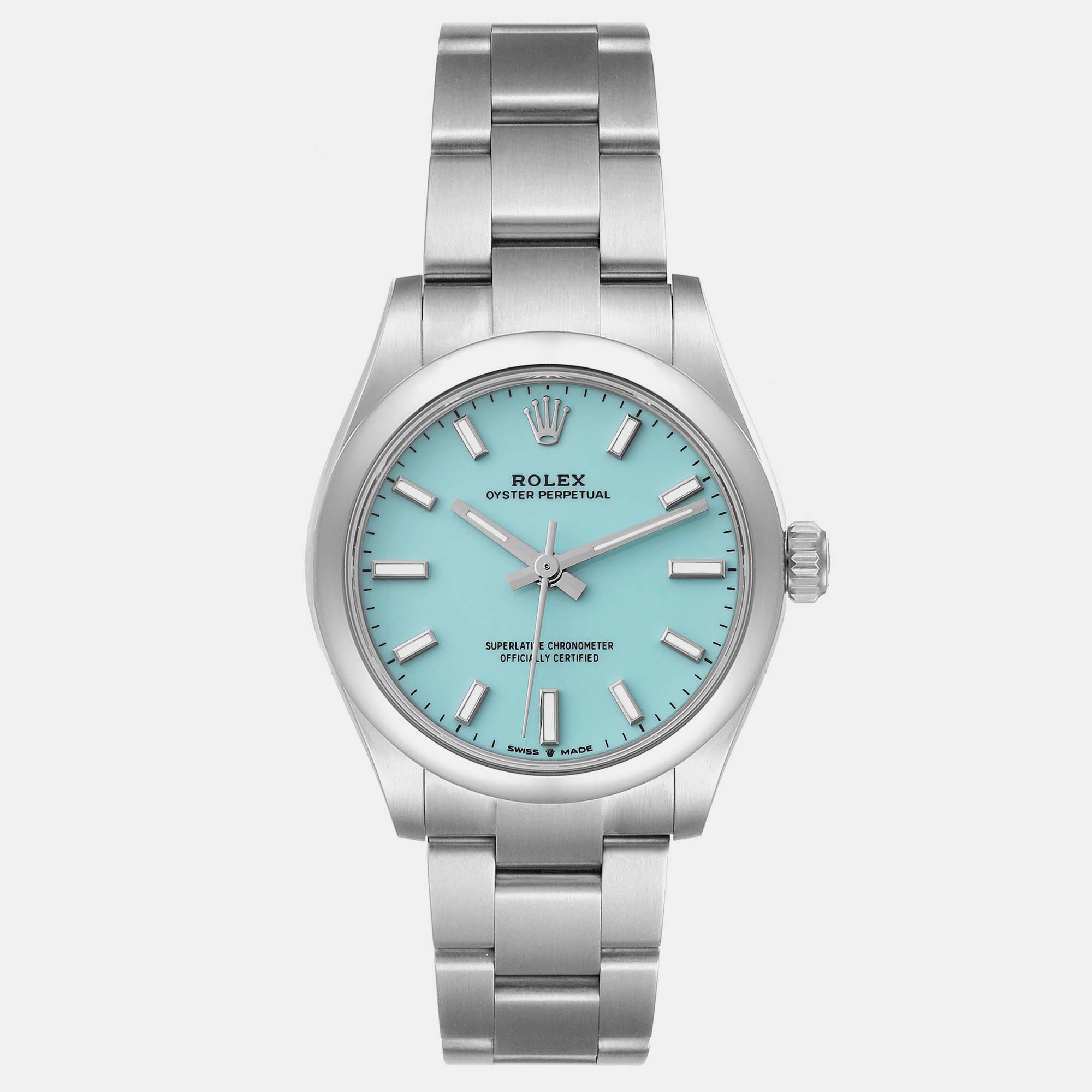 Rolex Oyster Perpetual Midsize Turquoise Dial Steel Ladies Watch 277200 31 Mm