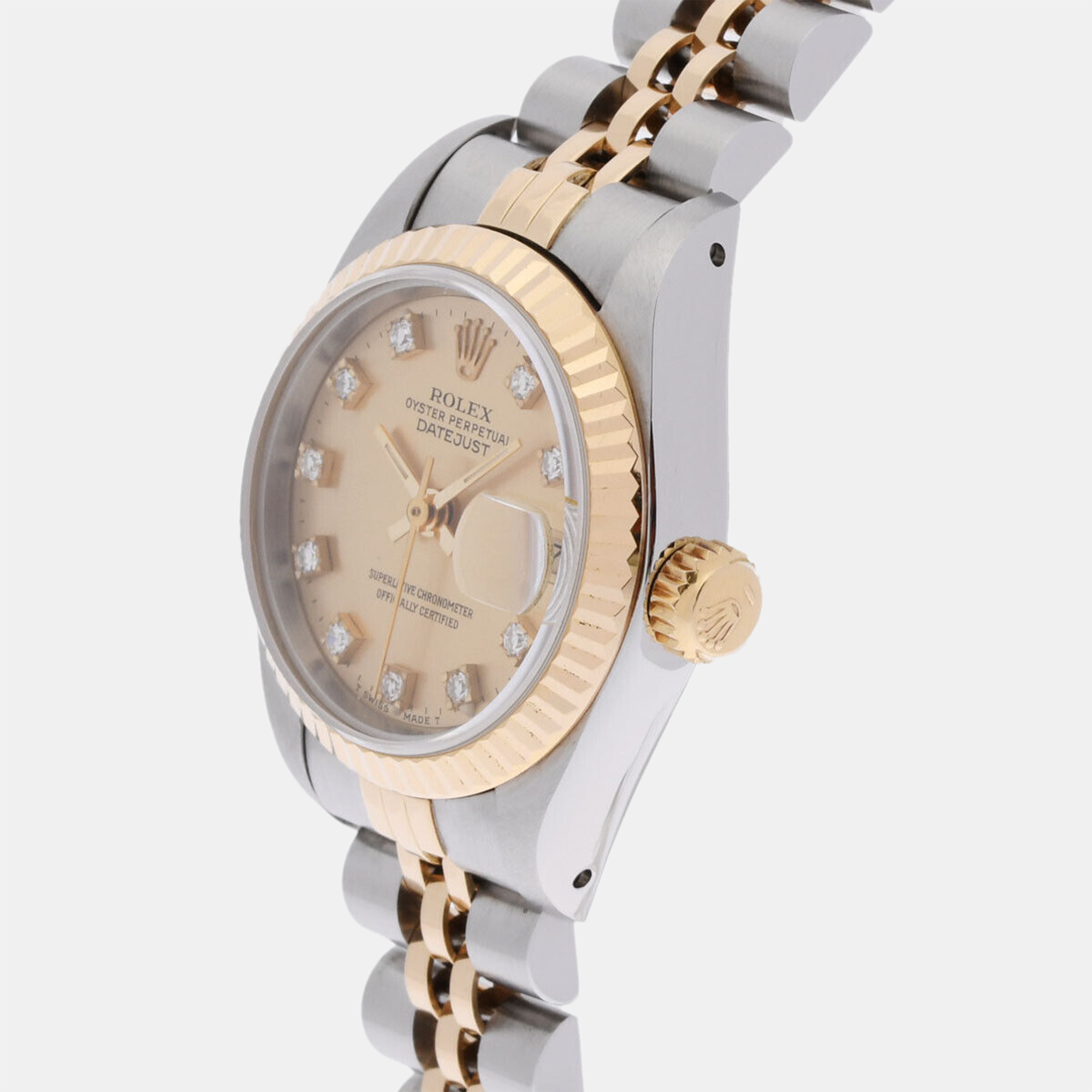 Rolex Champagne Diamond 18k Yellow Gold Stainless Steel Datejust 69173 Automatic Women's Wristwatch 26 mm
Rolex Champagne Diamond 18k Yellow Gold Stainless Steel Datejust 69173 Automatic Women's Wristwatch 26 mm