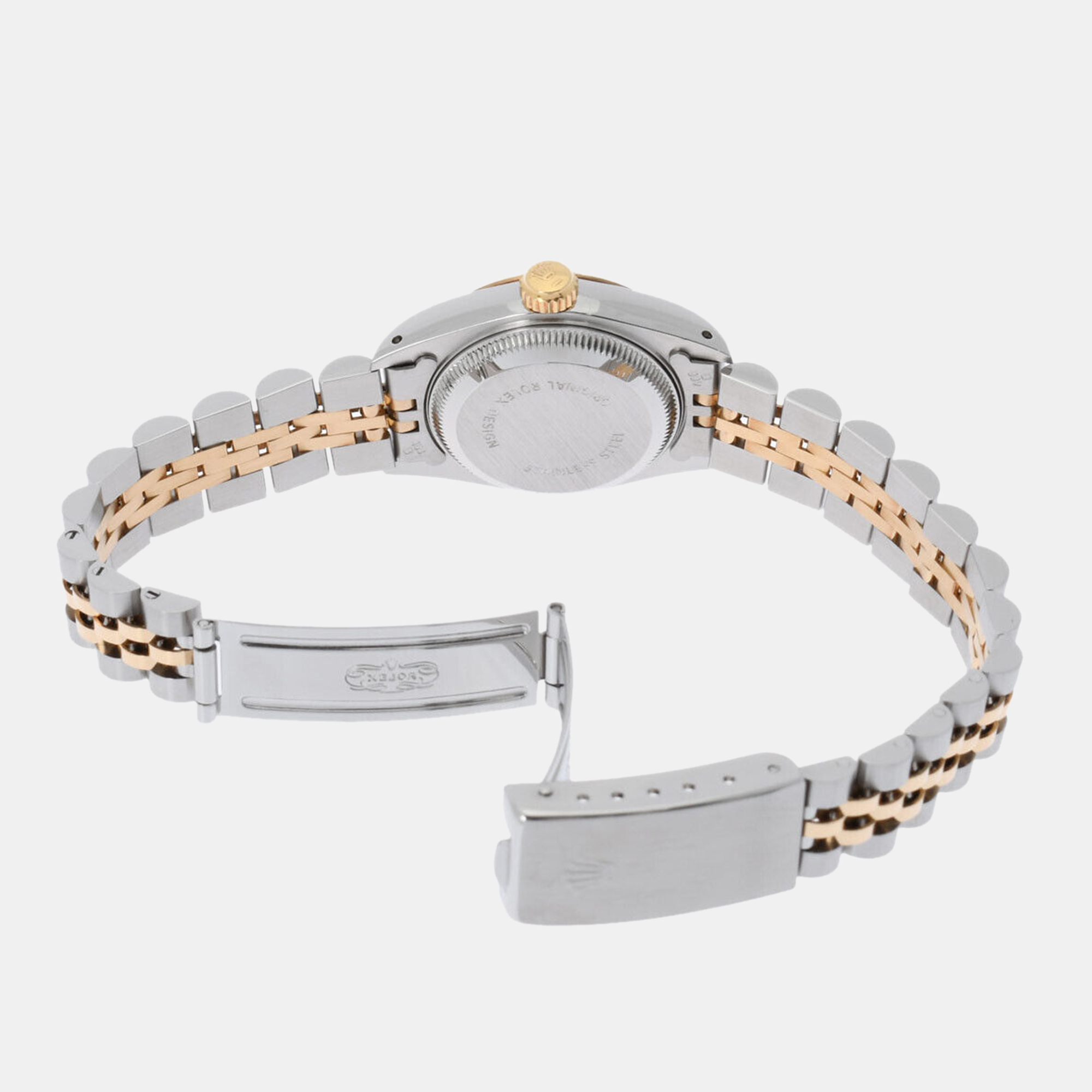 Rolex Champagne Diamond 18k Yellow Gold Stainless Steel Datejust 69173 Automatic Women's Wristwatch 26 Mm