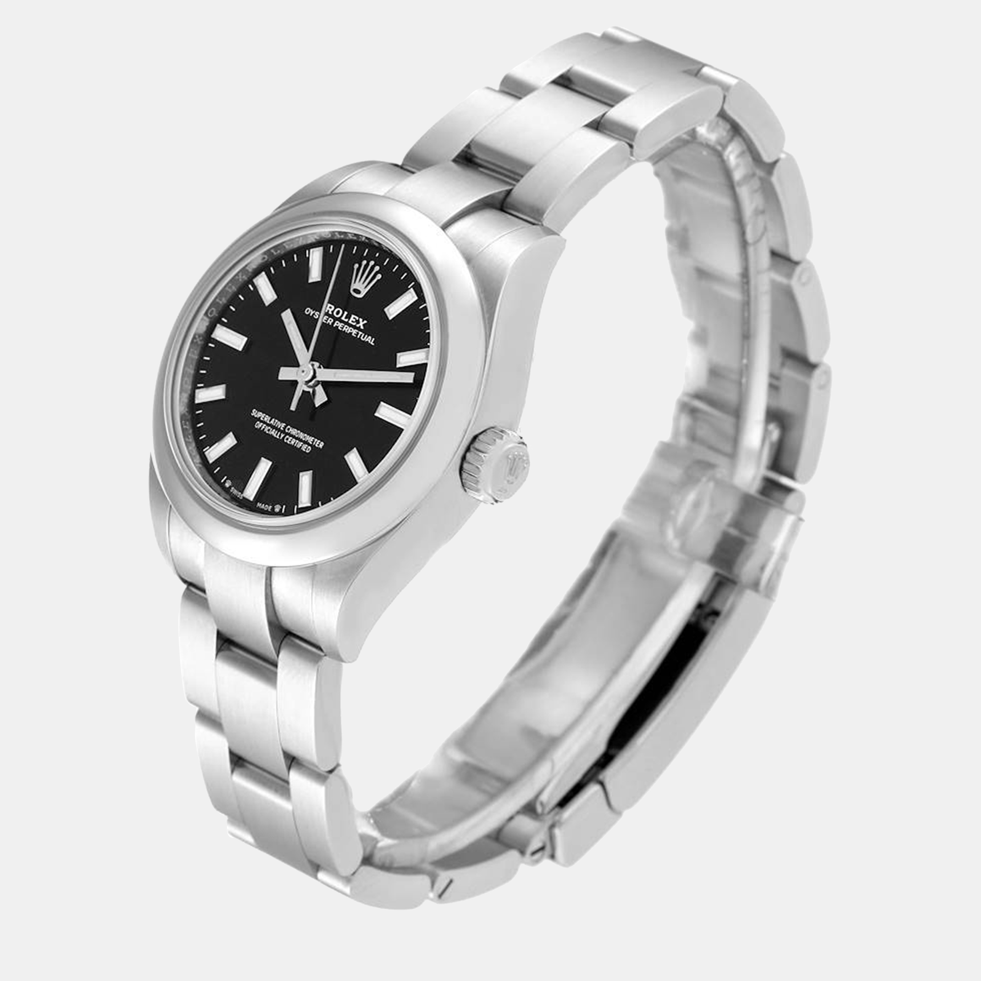 Rolex Oyster Perpetual Nondate Black Dial Steel Ladies Watch 276200