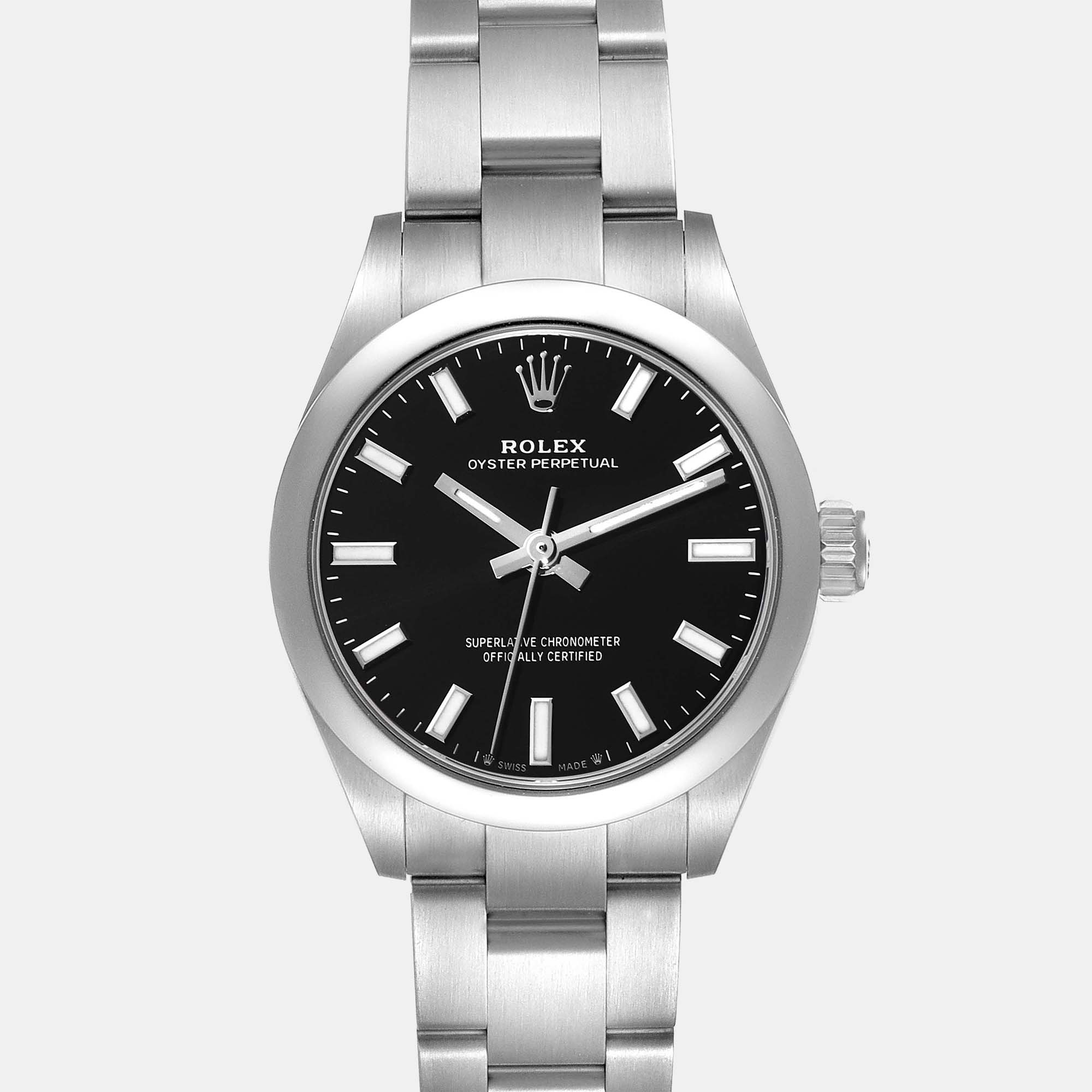 Rolex Oyster Perpetual Nondate Black Dial Steel Ladies Watch 276200