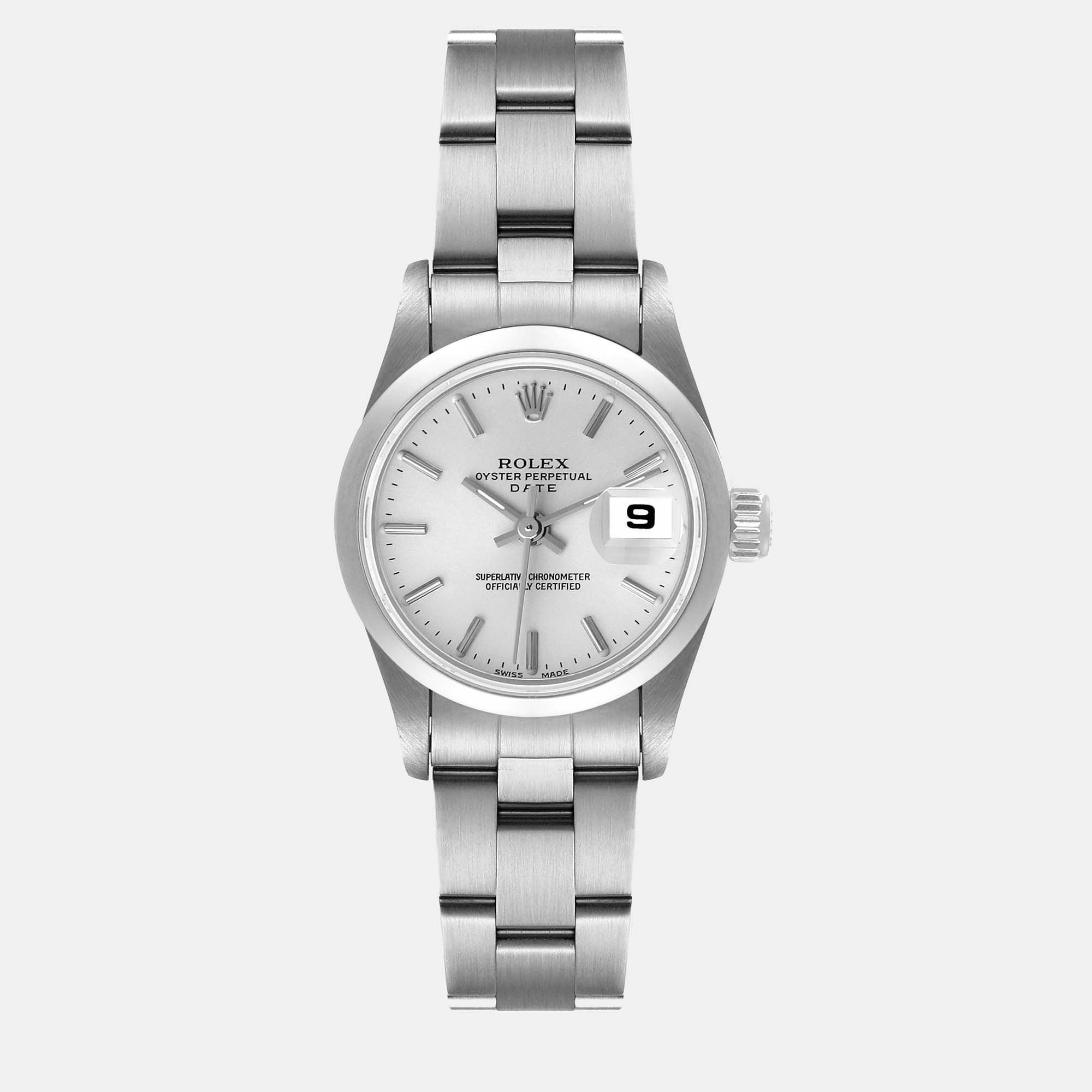 Rolex Date Silver Dial Oyster Bracelet Steel Ladies Watch 79160 26 Mm