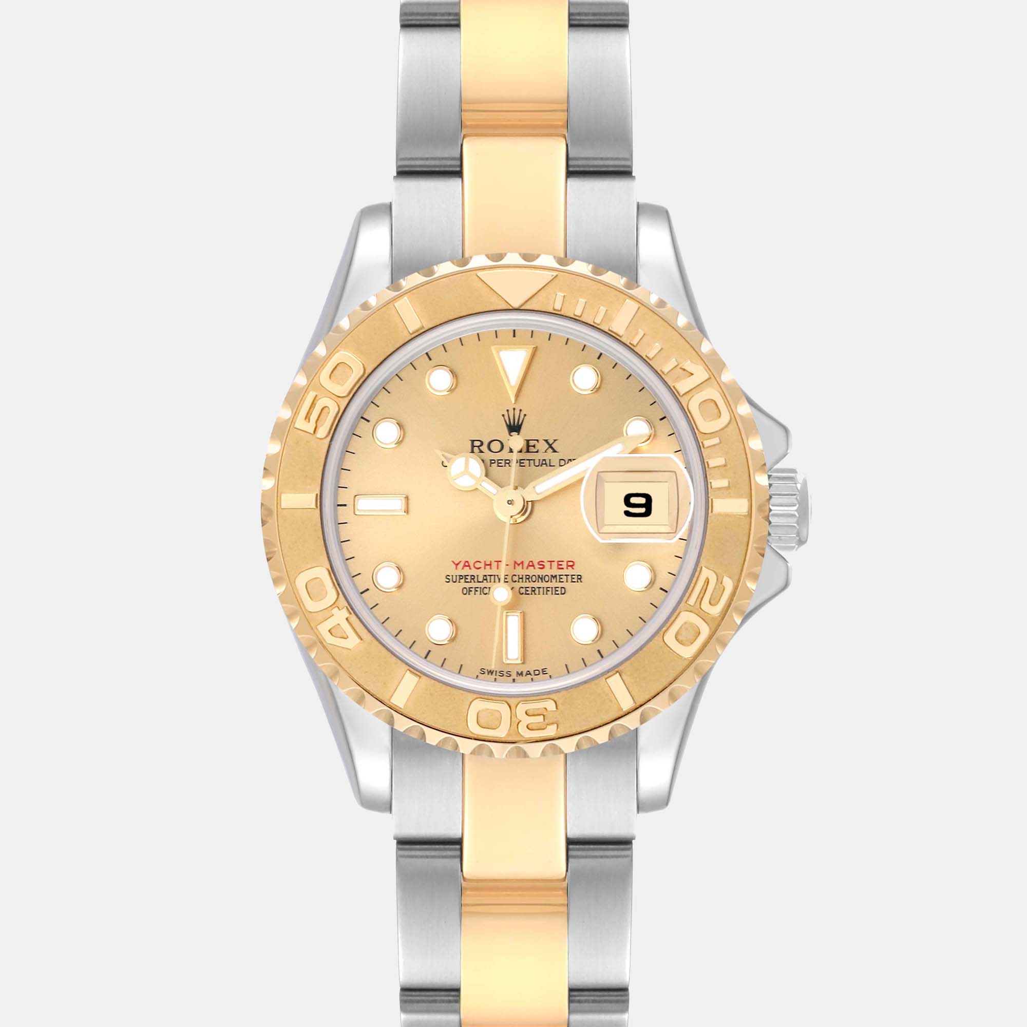Rolex Yachtmaster Steel Yellow Gold Champagne Dial Ladies Watch 169623 29 Mm