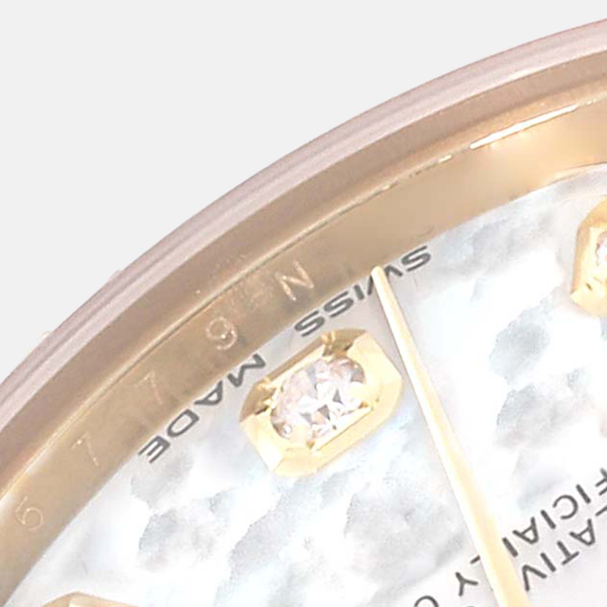 Rolex President Midsize Yellow Gold Mother Of Pearl Diamond Dial Ladies Watch 178278 31 Mm