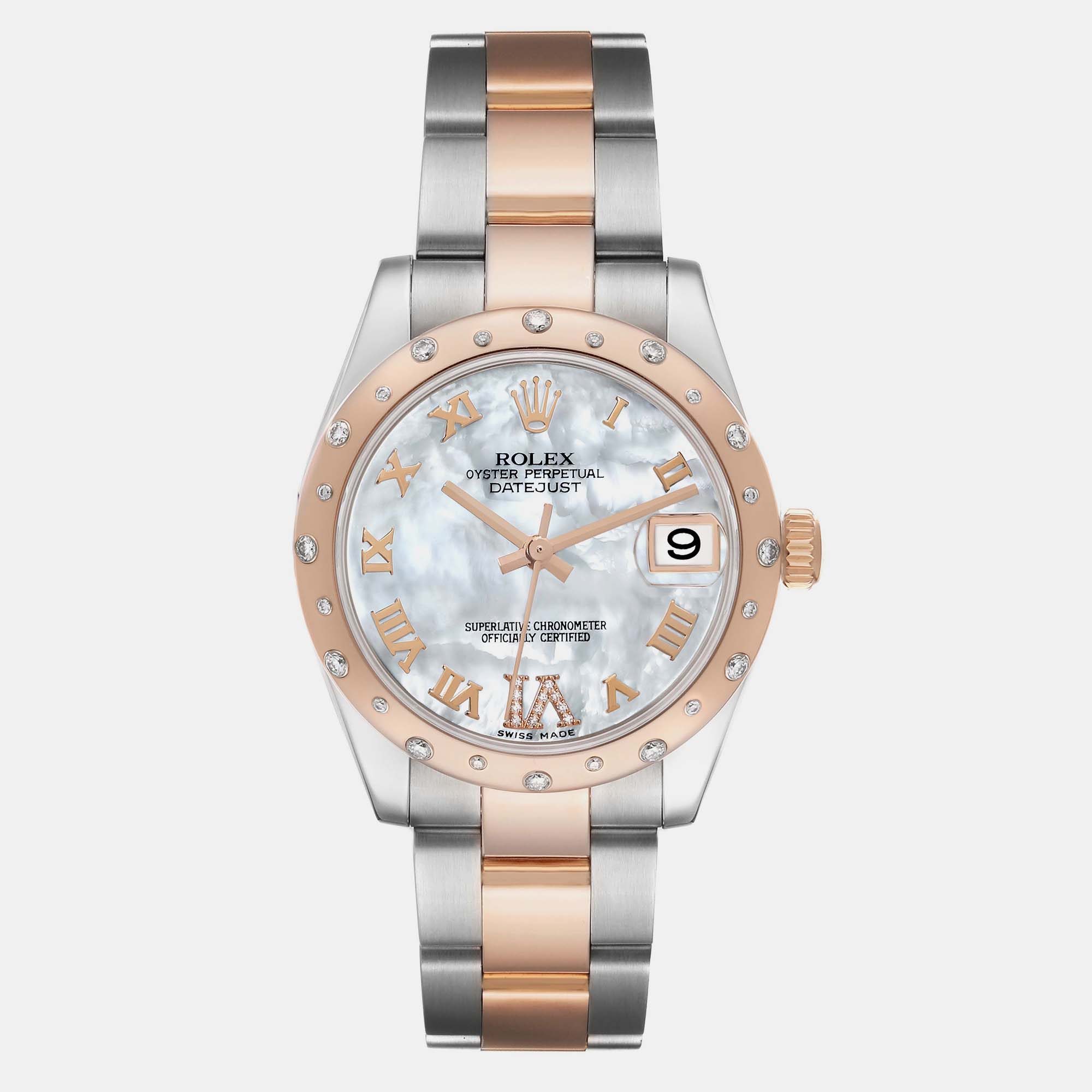 Rolex datejust 31 midsize steel rose gold diamond ladies watch 178341