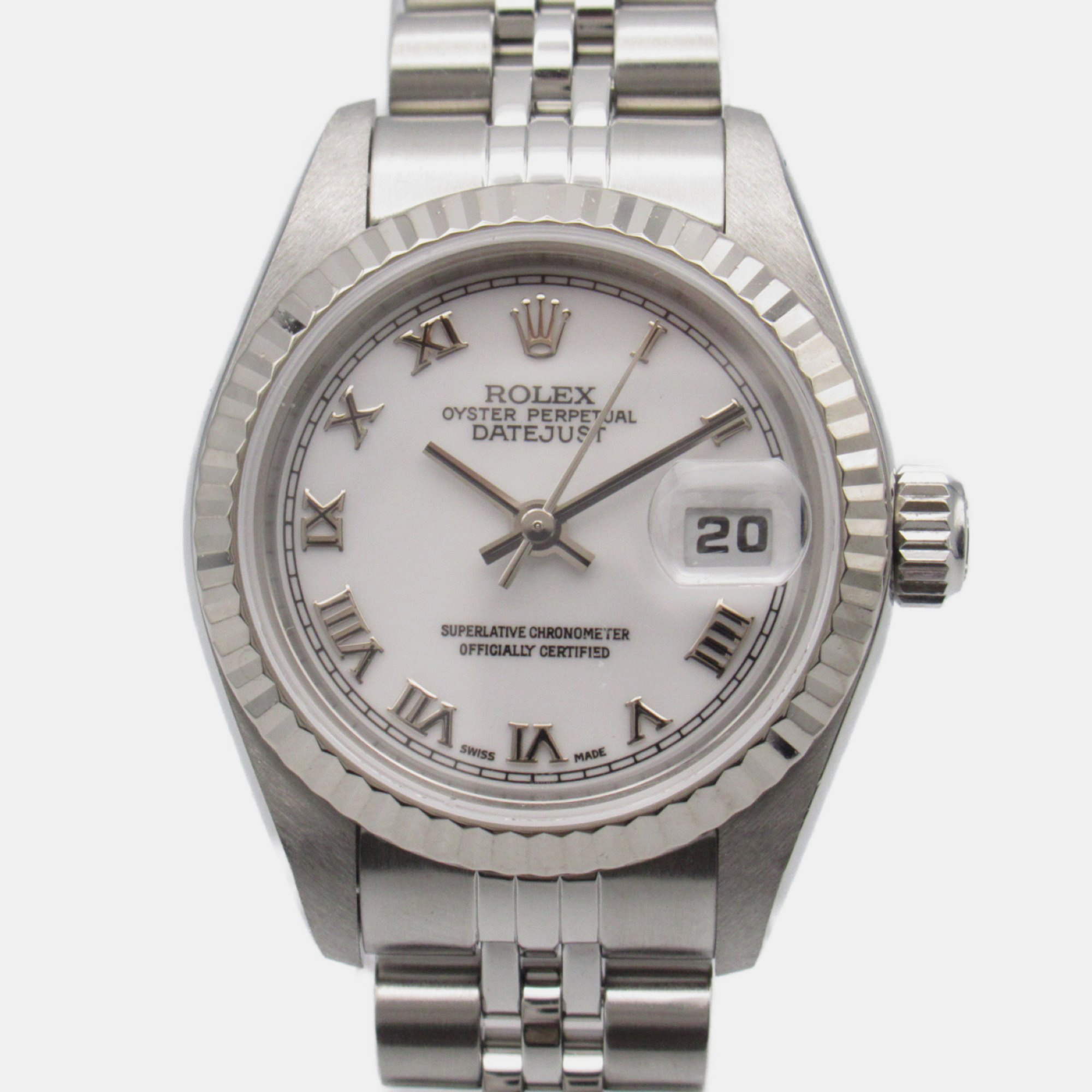 Rolex white 18k white gold datejust 79174 automatic women's wristwatch 26 mm