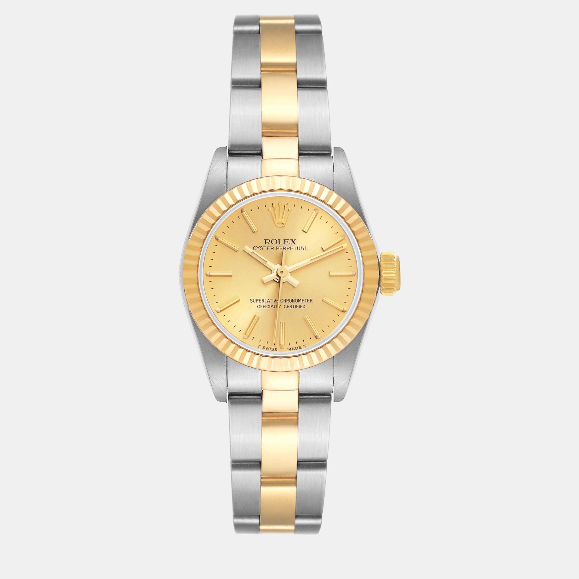 Rolex oyster perpetual steel yellow gold ladies watch 24 mm