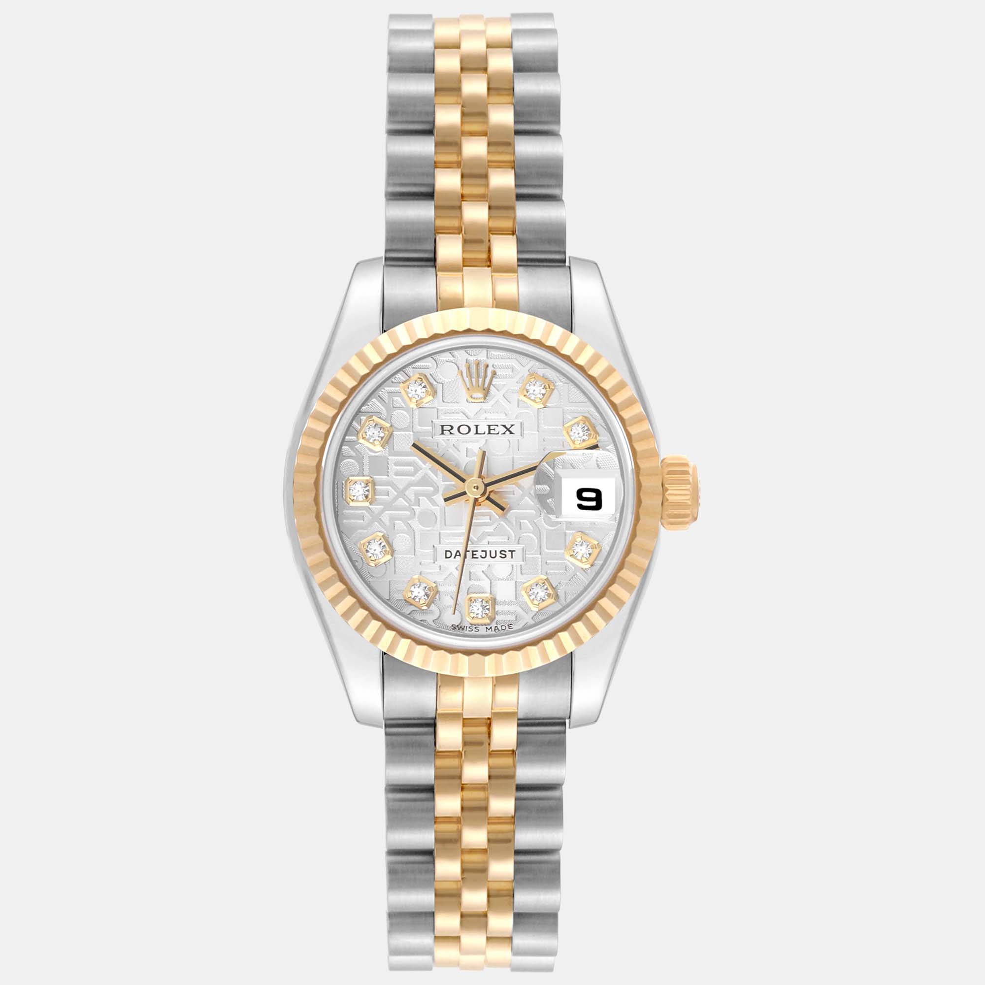 Rolex datejust steel yellow gold anniversary diamond dial ladies watch 26 mm